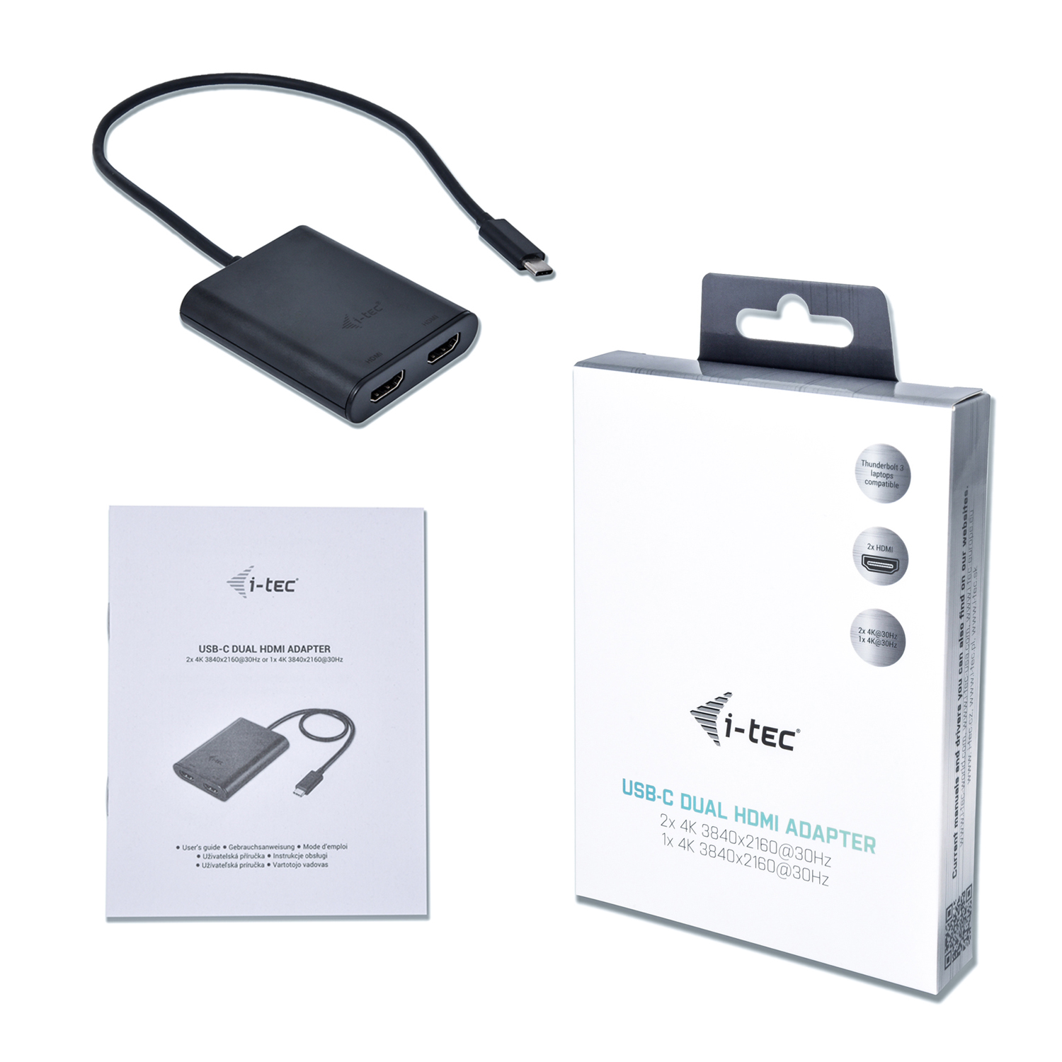 I-TEC USB C auf Dual HDMI Port VideoAdapter 2x HDMI Port 4K Ultra HD kompatibel mit Thunderbolt 3
