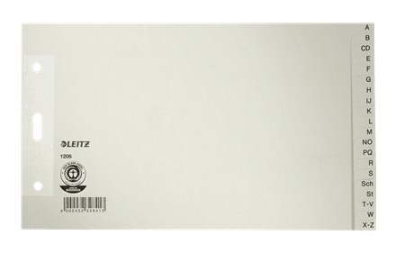 LEITZ Ordnerregister 1206 DIN A5 Halbformat A-Z grau 20-teilig, 1 Satz
