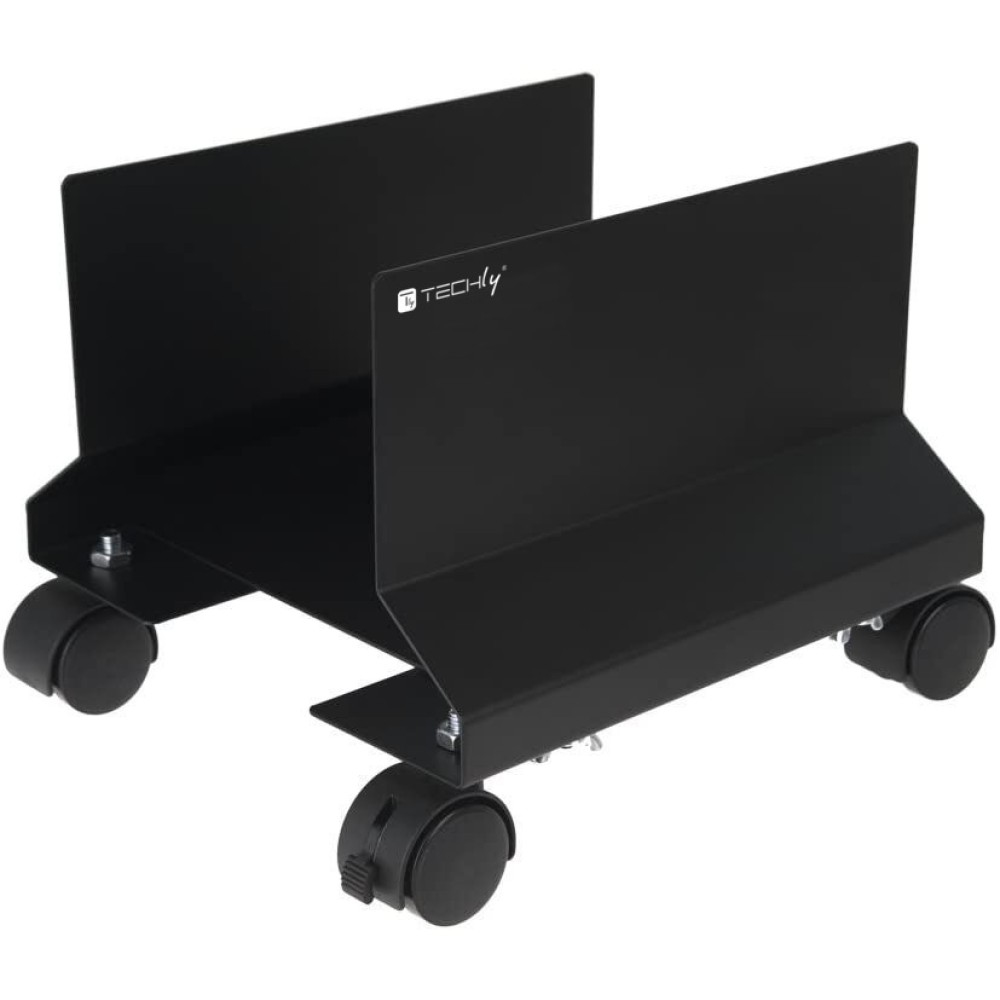 TECHLY Rollwagen fuer PC Desktop Computer Stahl bis 25 kg mit Bremse schwarz