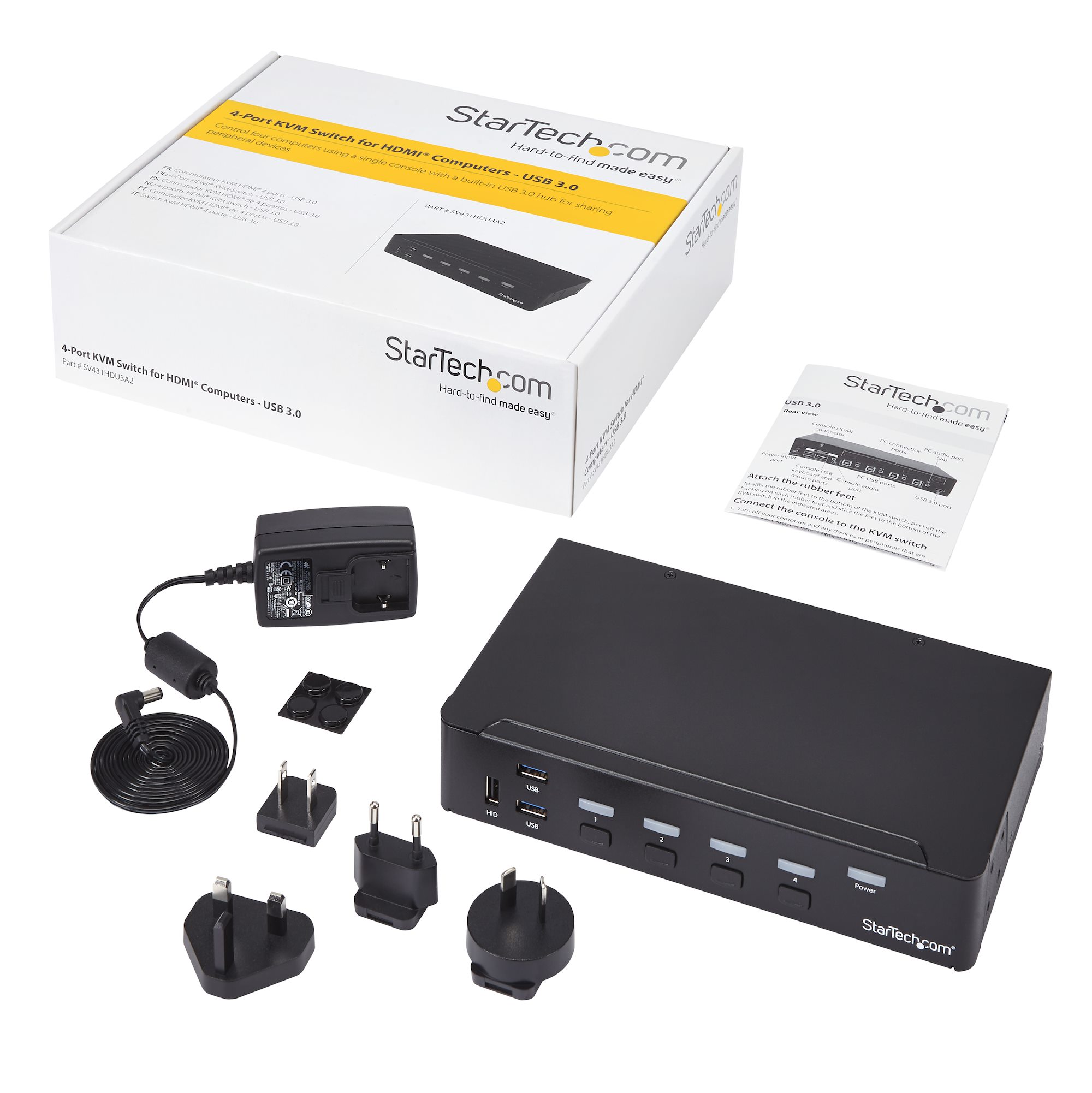 STARTECH.COM 4 Port HDMI KVM Switch - HDMI KVM Umschalter mit USB 3.0 Hub - 1080p