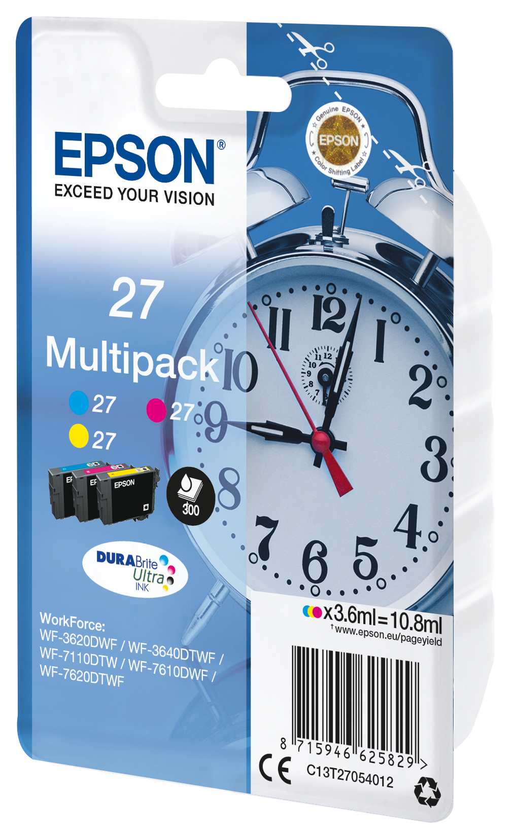 EPSON 27 / T2705 (Wecker) cyan, magenta, gelb Druckerpatronen, 3er-Set