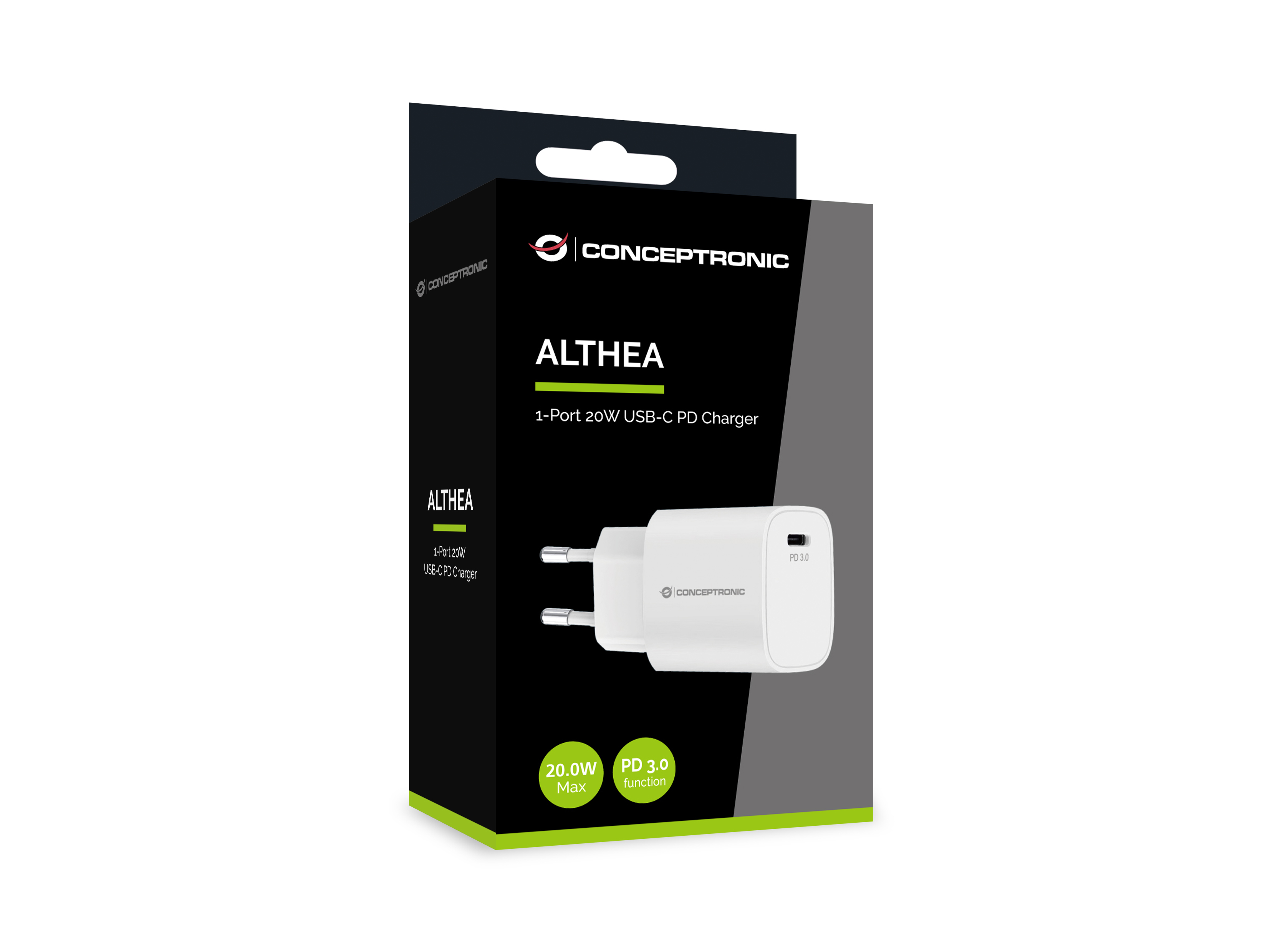 CONCEPTRONIC Ladegerät 1Port USB-C Top-Port 20WPD3.0 ws
