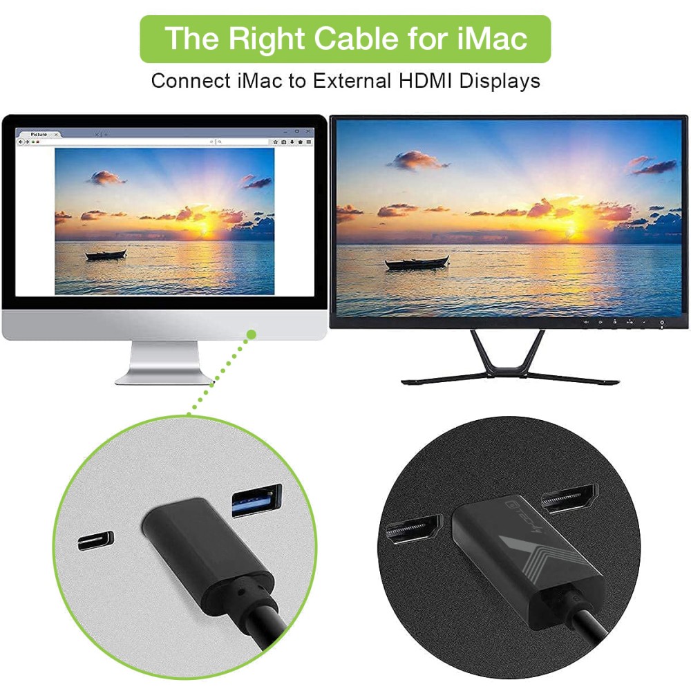 TECHLY Anschlusskabel HDMI zu USB-C schwarz fuer HDMI-Monitore an einen Computer mit USB-C Schnittstelle 2m