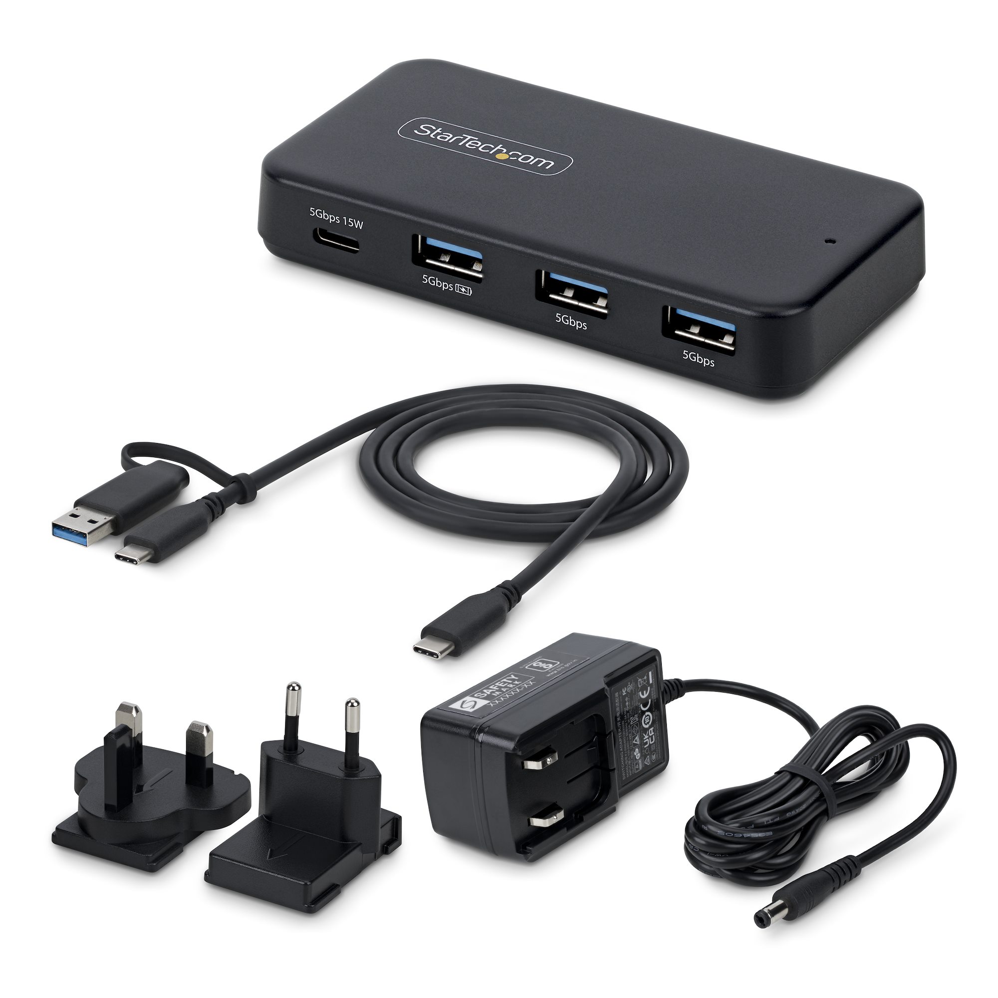 STARTECH.COM 4-Port USB-C und USB-A Hub 5Gbps Eigenstromversorgung 2-in-1 USB-C & USB-A Hostkabel 1x USB-C 3x USB-A 1x BC 1.2