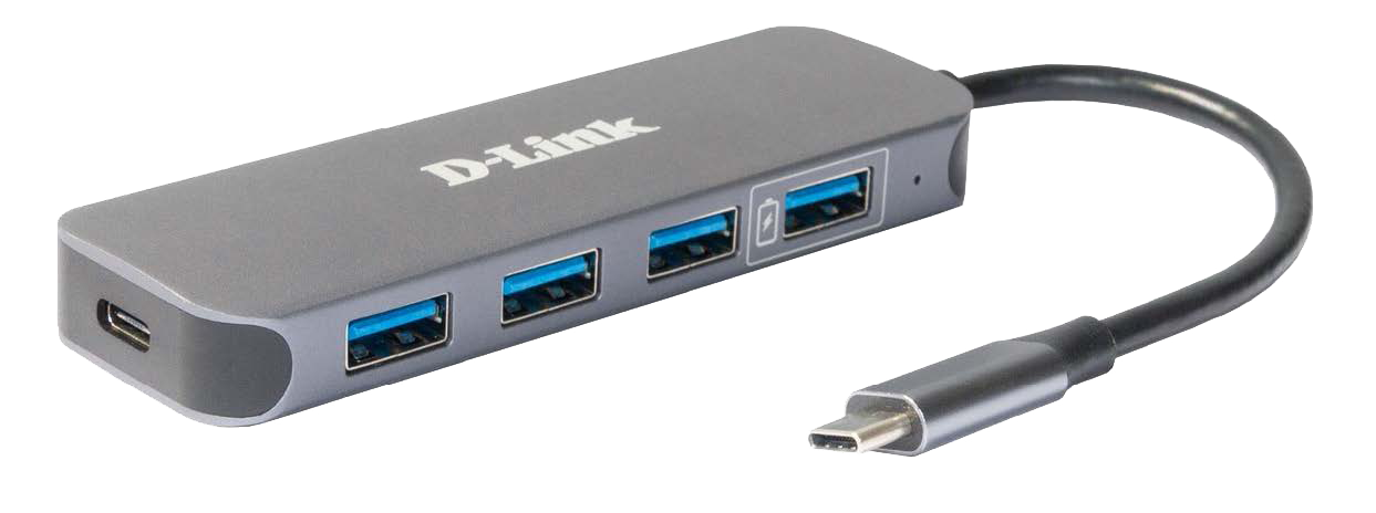 D-LINK DUB-2340 USB-C-Hub 3x USB-A 3.0 1x USB-A 3.0 Fast Charge 1x USB-C PD 3.0 mit Ladefunktion bis 60W
