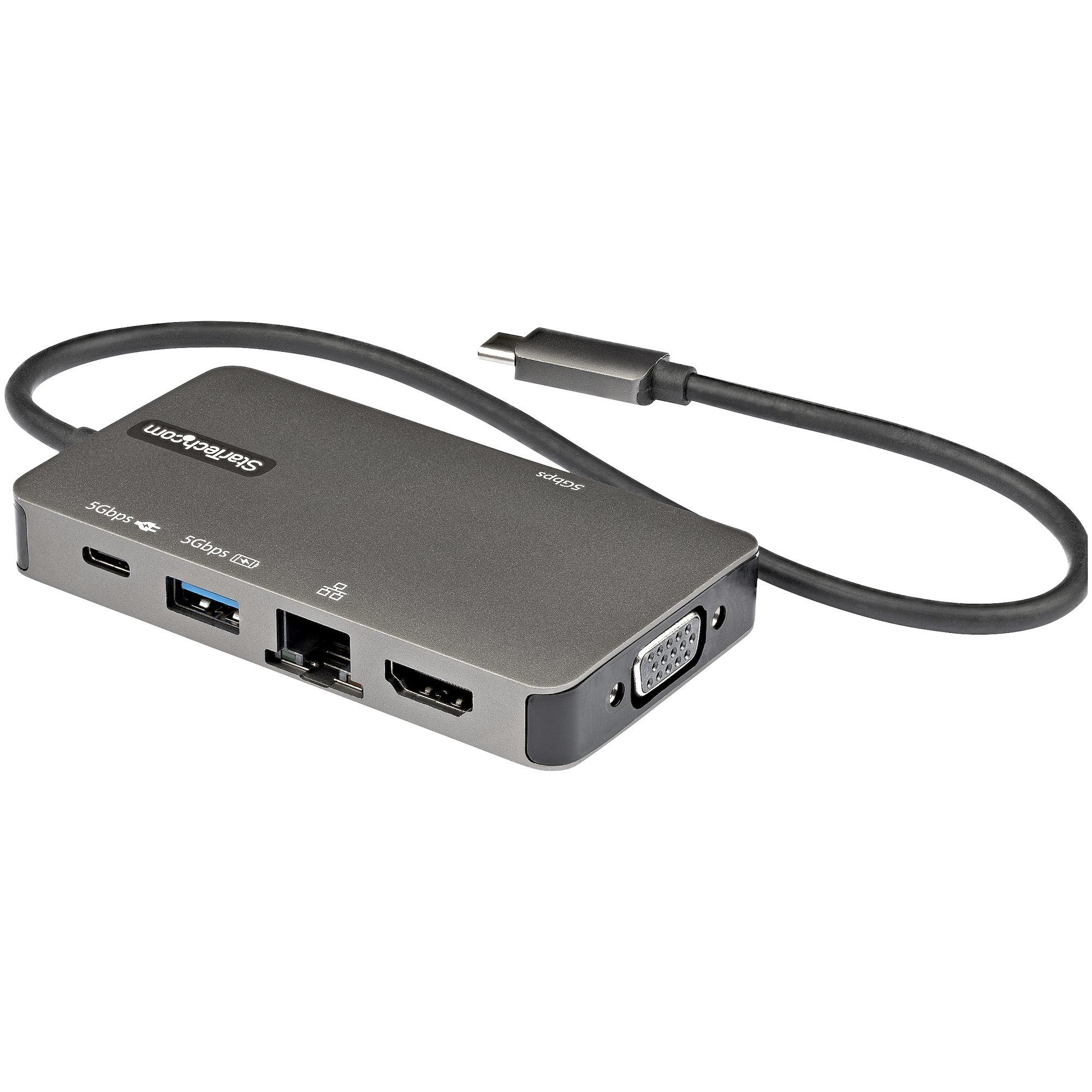 STARTECH.COM USB-C Multiport Adapter - USB-C auf 4K HDMI oder VGA Mini Dock 100W PD Passthrough 3x USB 3.0 GbE 30cm Kabel