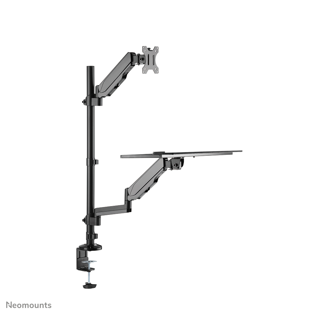 NEOMOUNTS desk mounted sit-stand workstation Screen Keyboard & Mouse