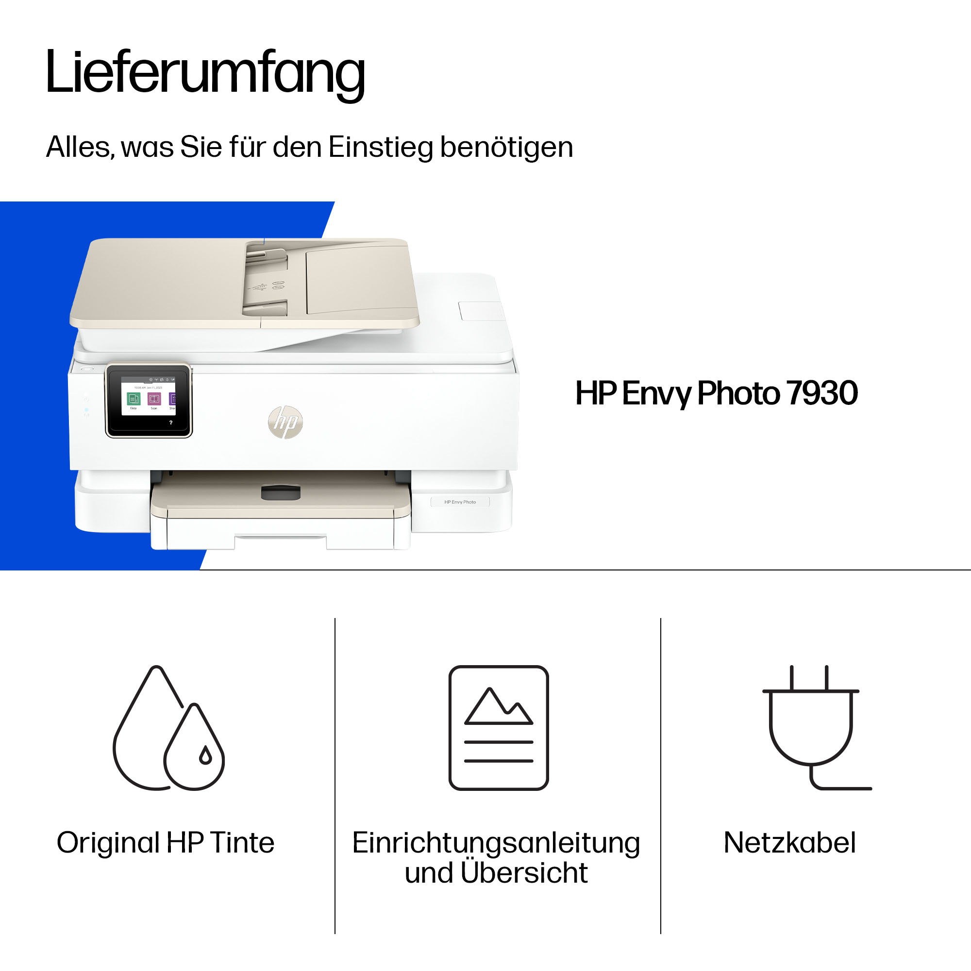 HP Envy Photo 7930 All-in-One 3 in 1 Tintenstrahl-Multifunktionsdrucker weiß, HP Instant Ink-fähig