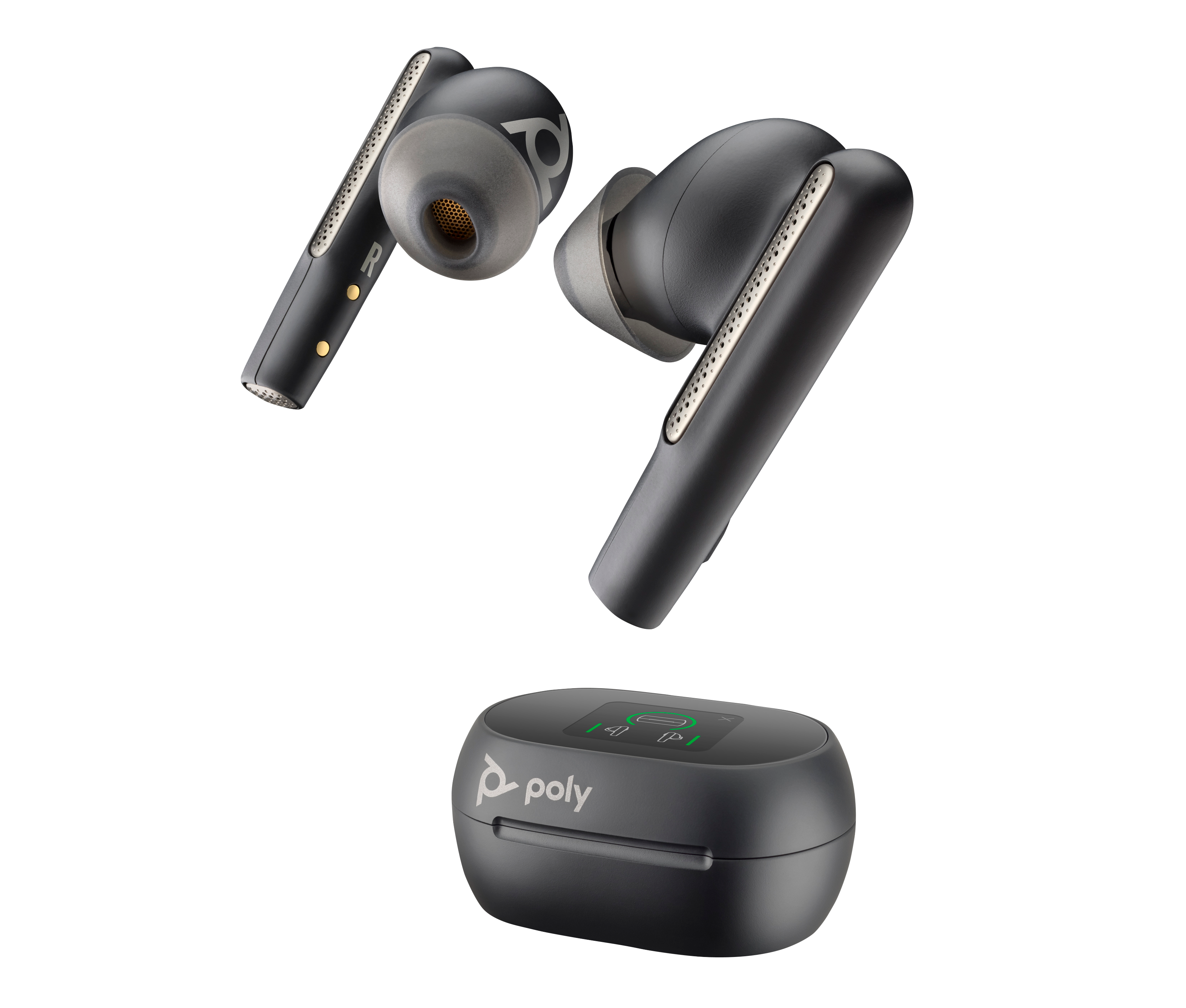 HP Poly Voyager Free 60+ UC Carbon Black Earbuds +BT700 USB-C Adapter +Touchscreen Charge Case