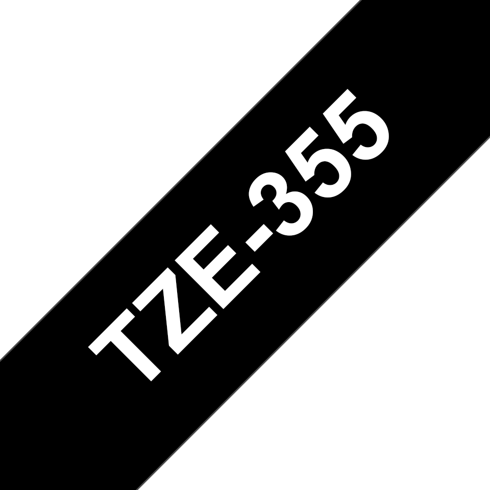 TZE-345 LAMINATED TAPE 18MM 8M WHITE ON BLACK