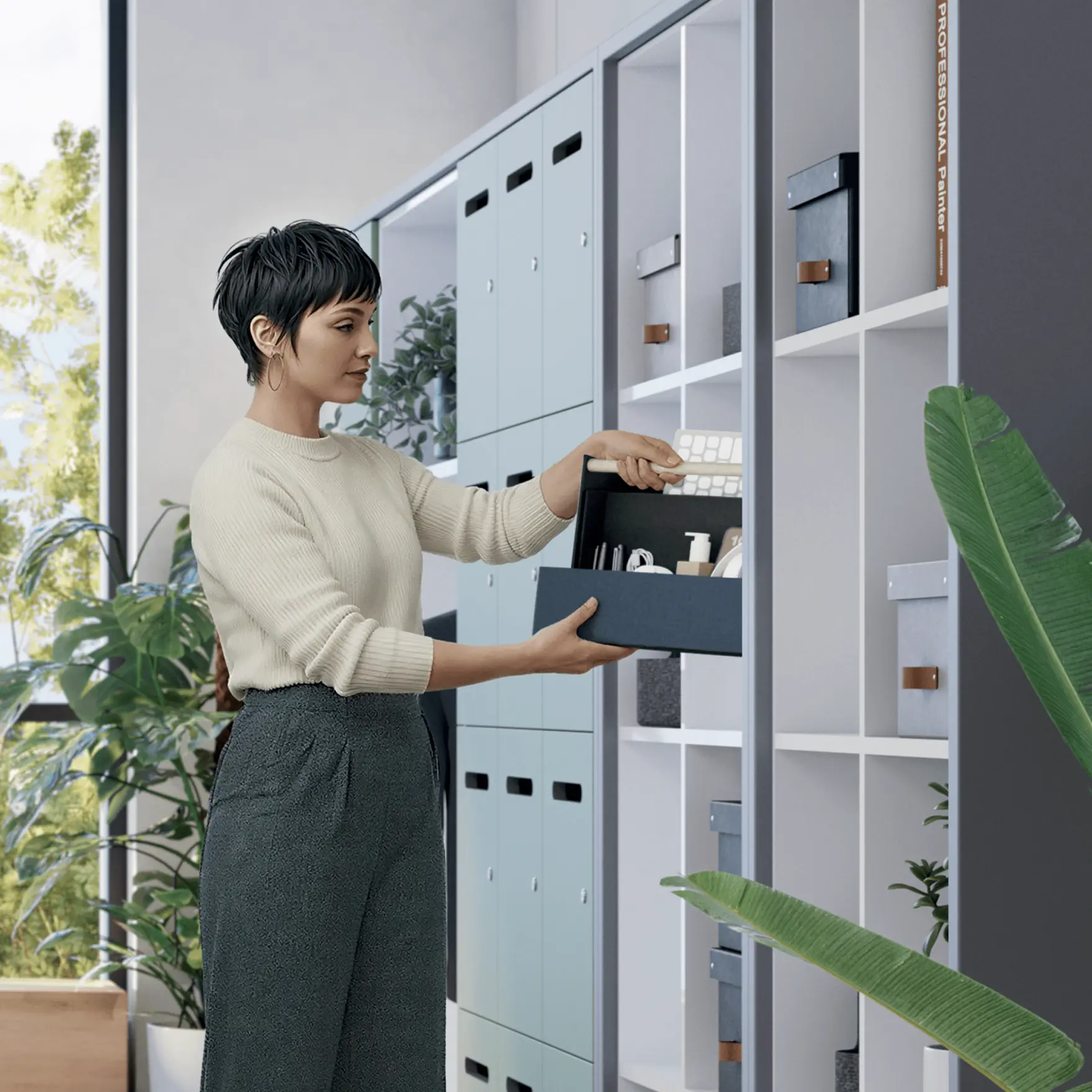 LEITZ Schreibtisch-Organizer dunkelgrau Stoff, Pappe 4 Fächer 38,0 x 19,0 x 26,0 cm