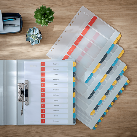 LEITZ Ordnerregister Cosy DIN A4+ Vollformat, Überbreite 1-20 farbig 20-teilig, 1 Satz