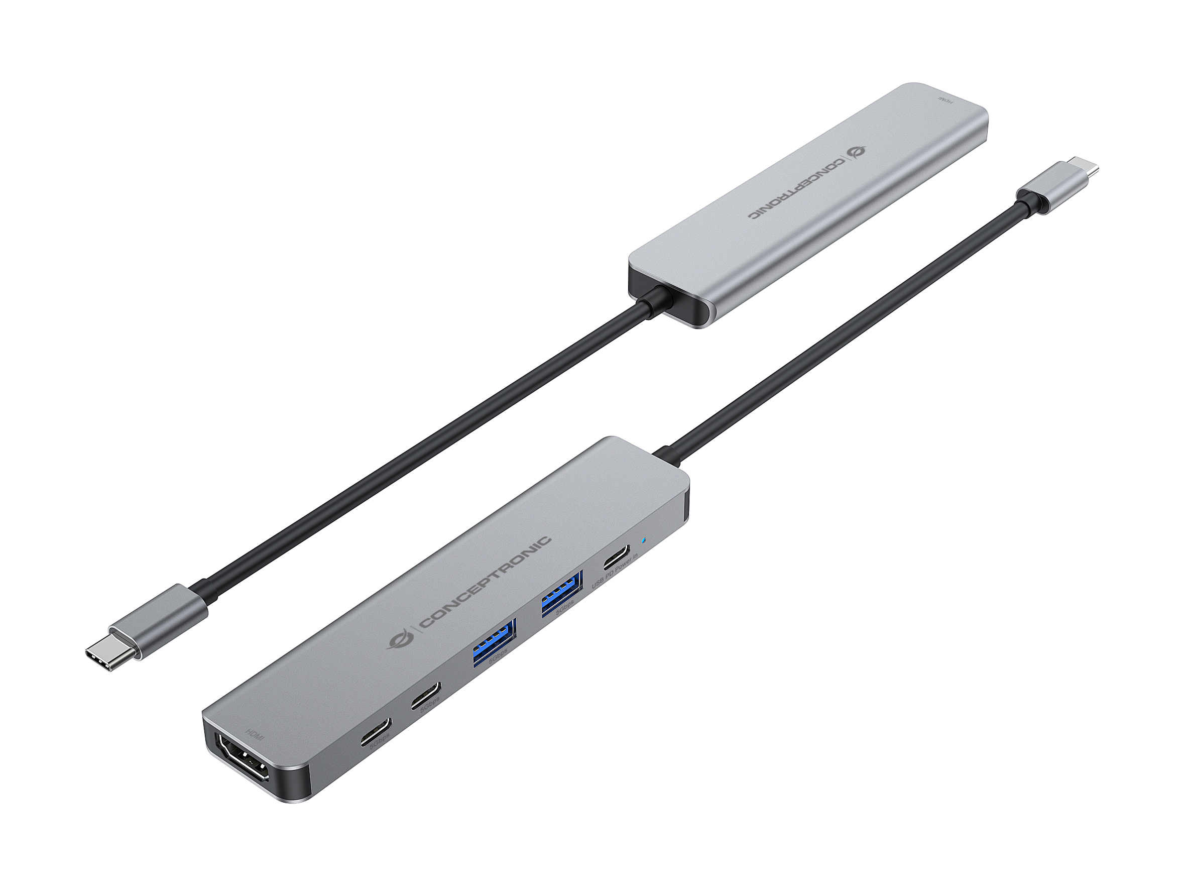 CONCEPTRONIC 6-1 Dock USB-C->HDMI/2xUSB-A/2xUSB-C/+ 25cm gr