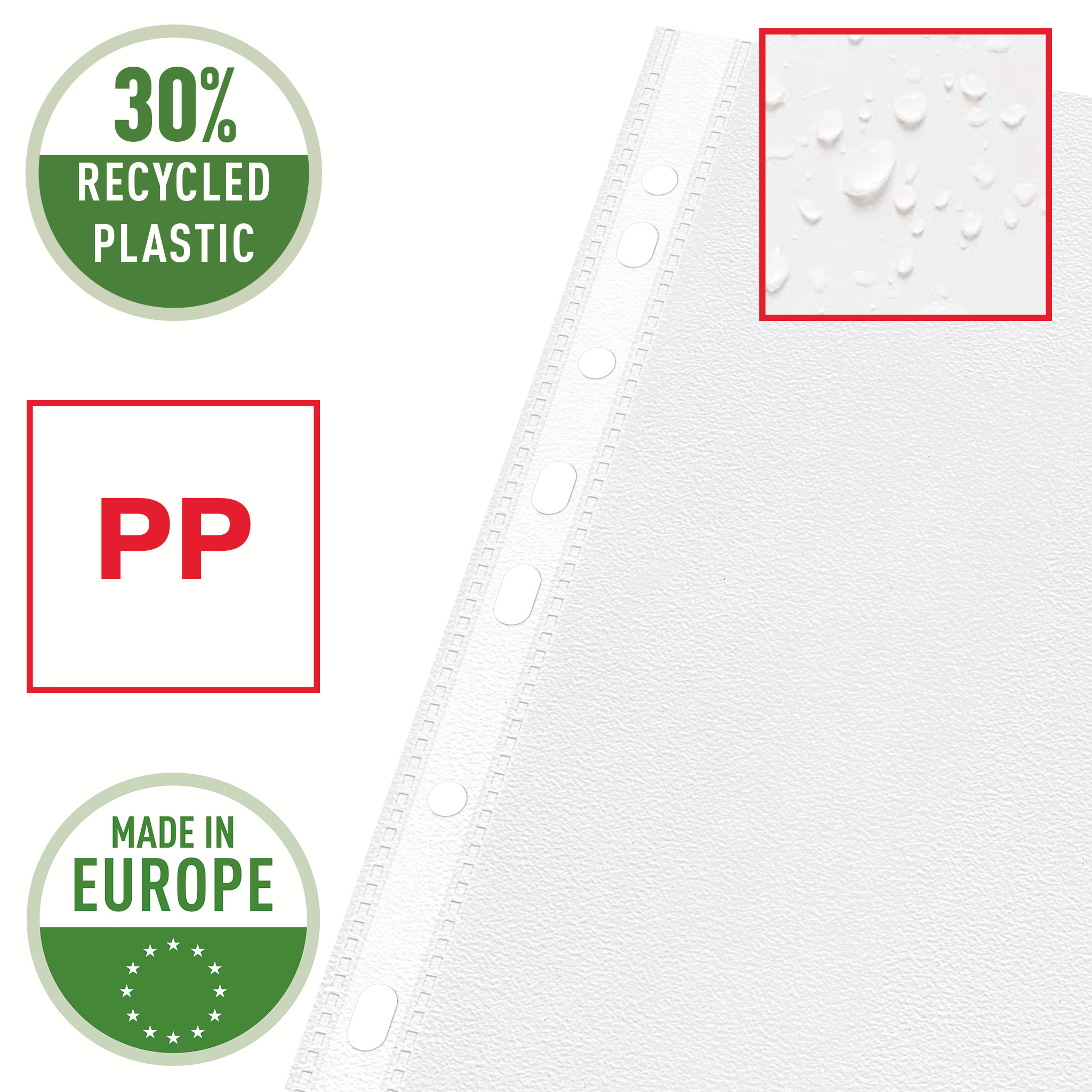 Esselte Prospekthüllen DIN A4 transparent genarbt 0,09 mm, 100 St.
