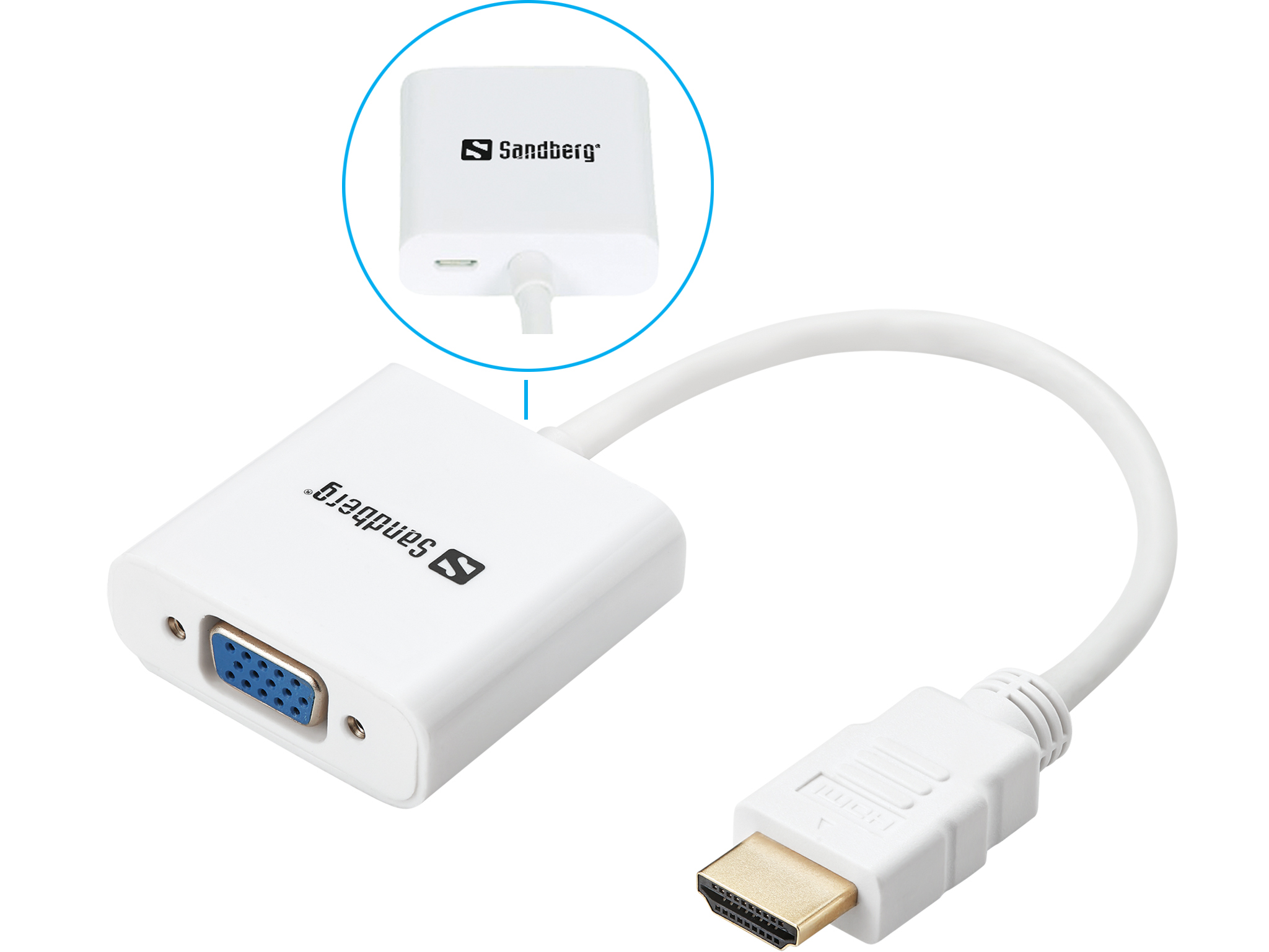 SANDBERG HDMI to VGA Converter Konvertiert HDMI Ausgang zu VGA Ausgang