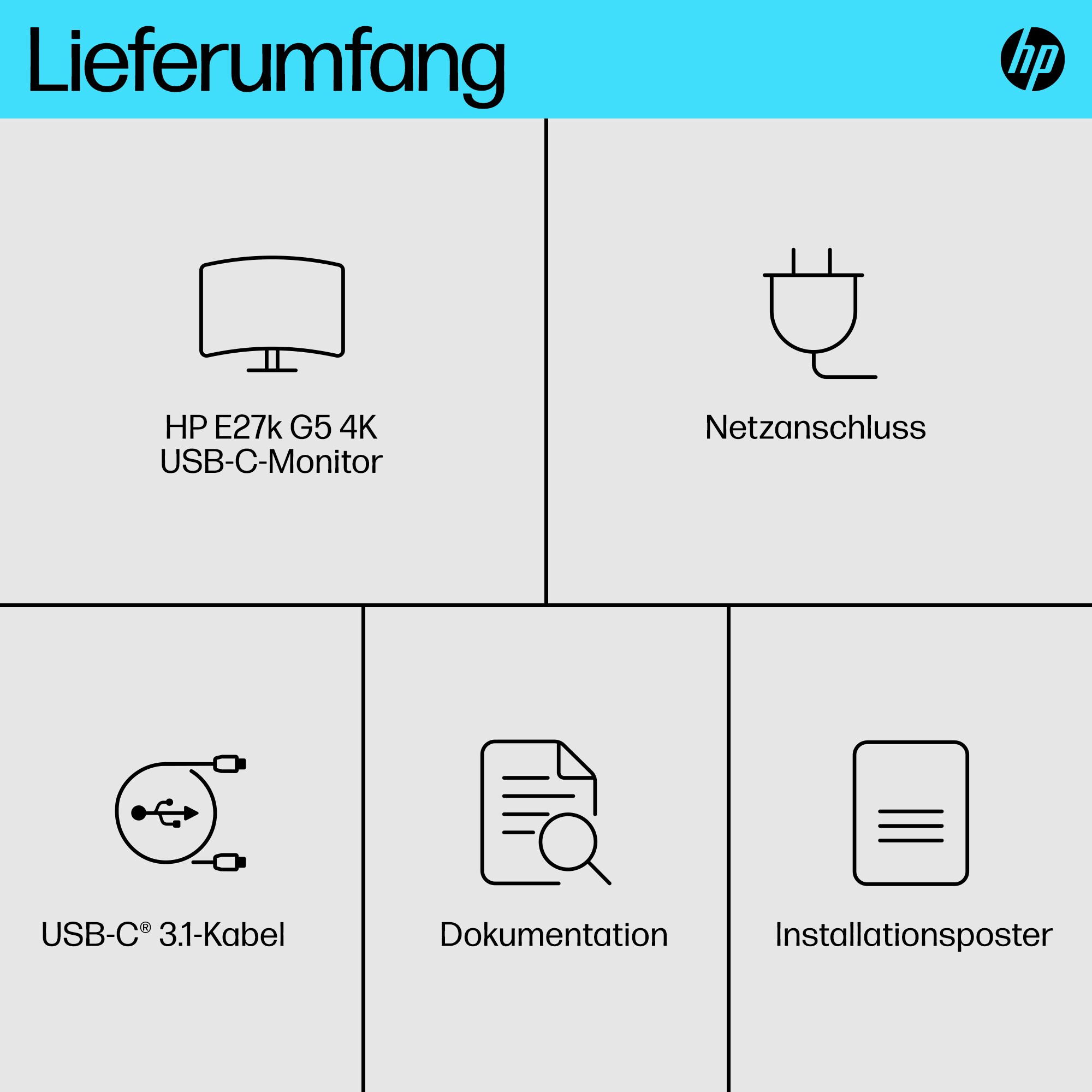 HP E27k G5 68,58cm 27Zoll 4K USB-C Monitore 27 3840x2160 16:9 HDMI DP 3y (EU)