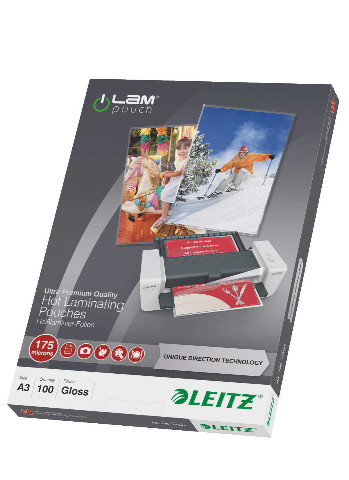 LEITZ Laminierfolien UDT glänzend für A3 175 micron, 100 St.