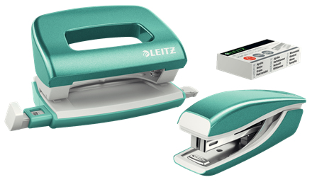 LEITZ Locher und Heftgeräte Set NeXXt WOW 5561 eisblau