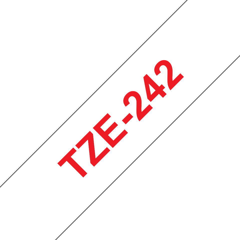 TZE-242 LAMINATED TAPE 18MM 8M RED ON WHITE
