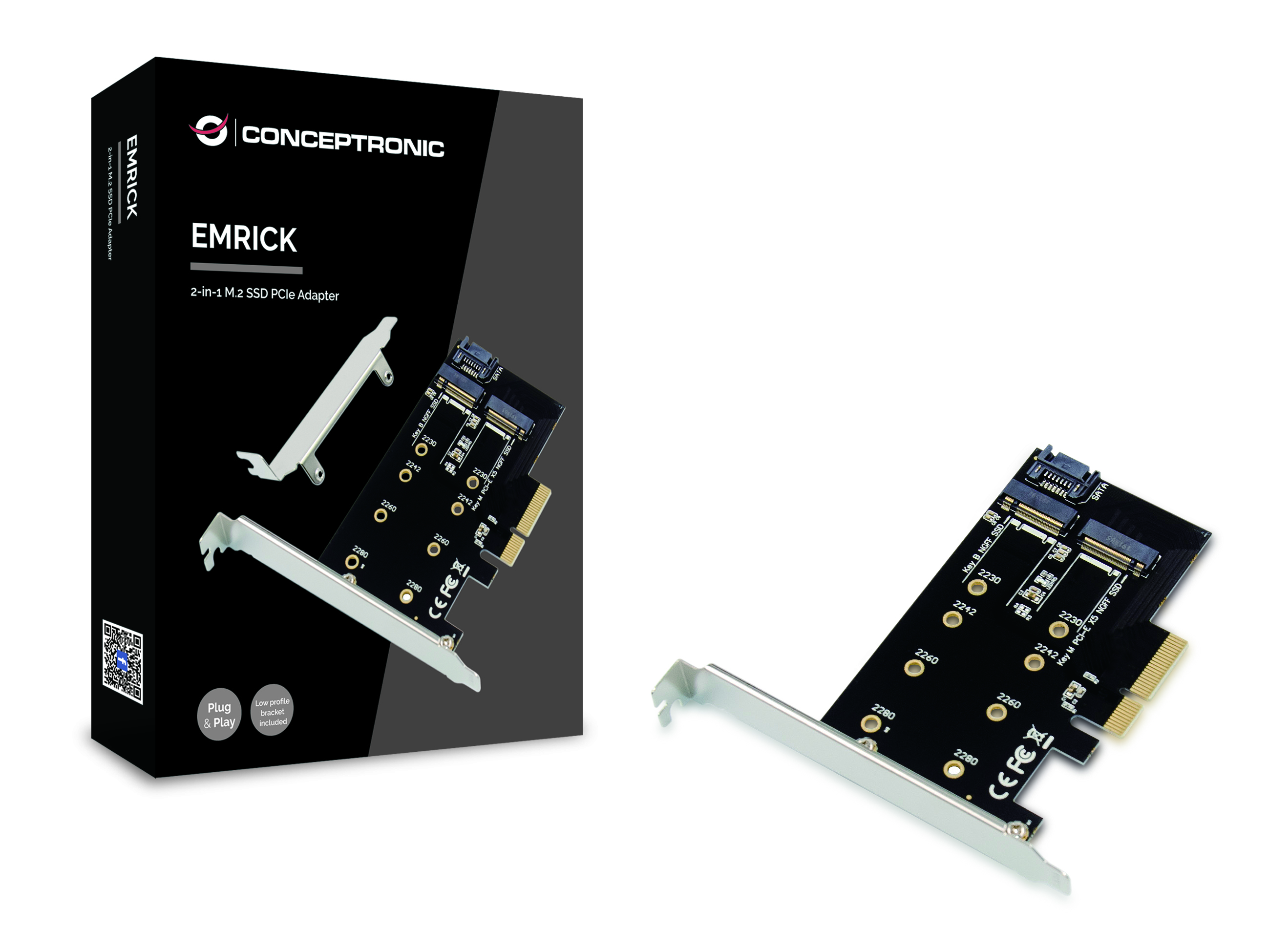 CONCEPTRONIC M.2 4xPCIe3.0 Card M.2 SATA/M.2 NVMe SSD