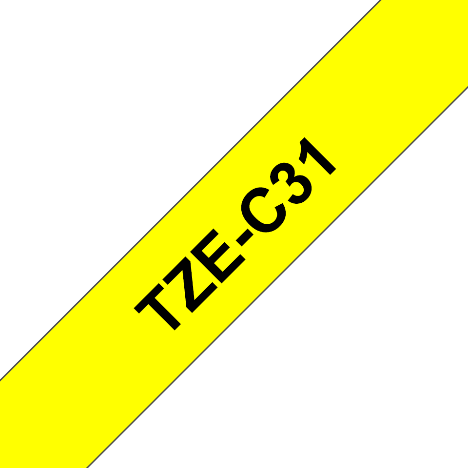 TZE-C31 LAMINATED TAPE 12MM 8M BLACK ON SIGNAL YELLOW