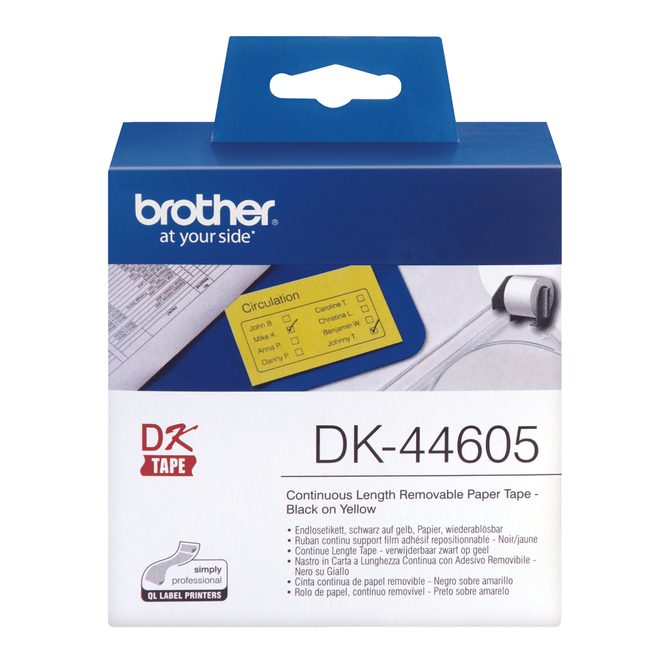 brother Endlospapierrolle für Etikettendrucker DK44605 gelb, 62,0 mm, 1 x 1 Etiketten