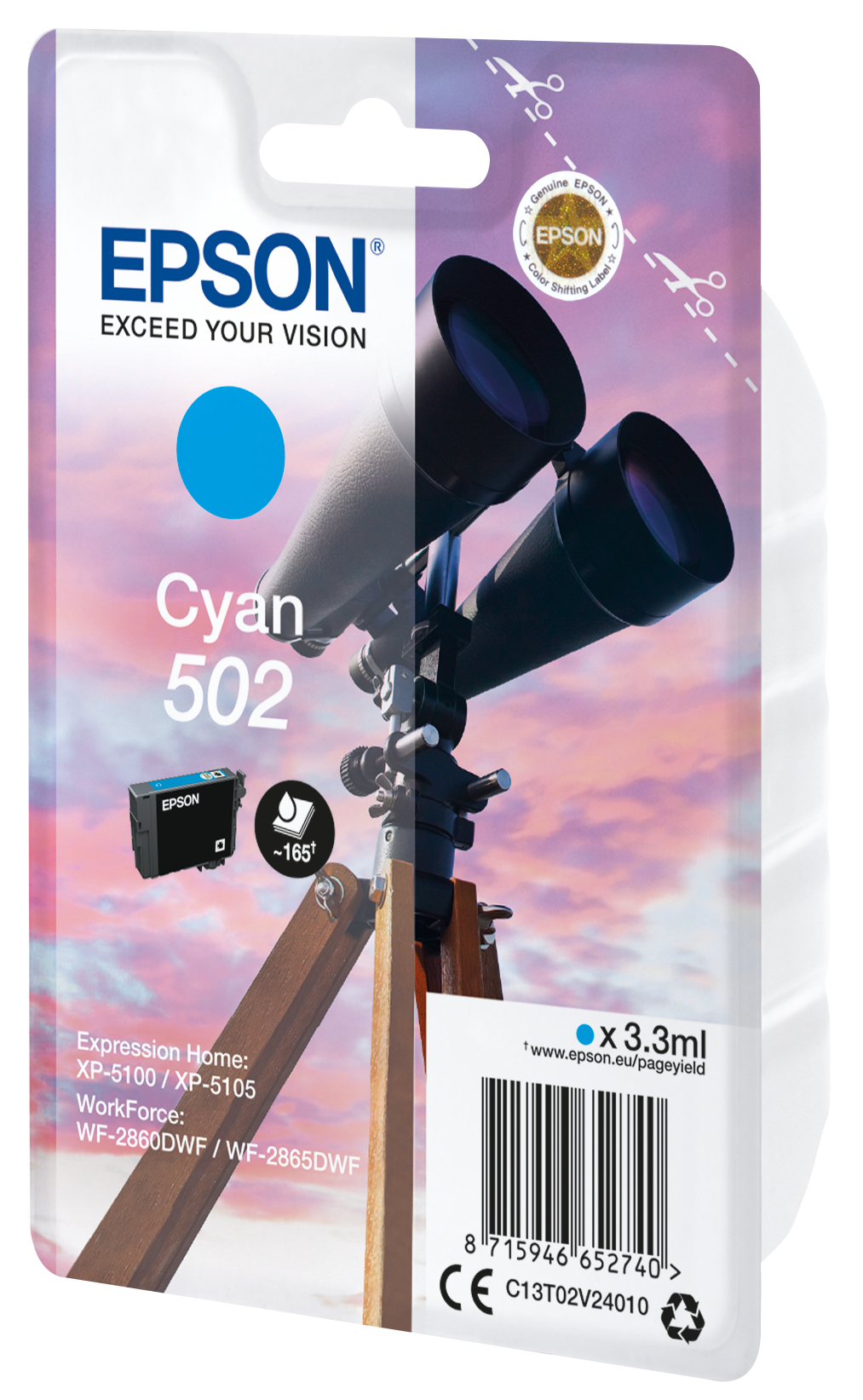 EPSON 502/T02V24 (Fernglas) cyan Druckerpatrone