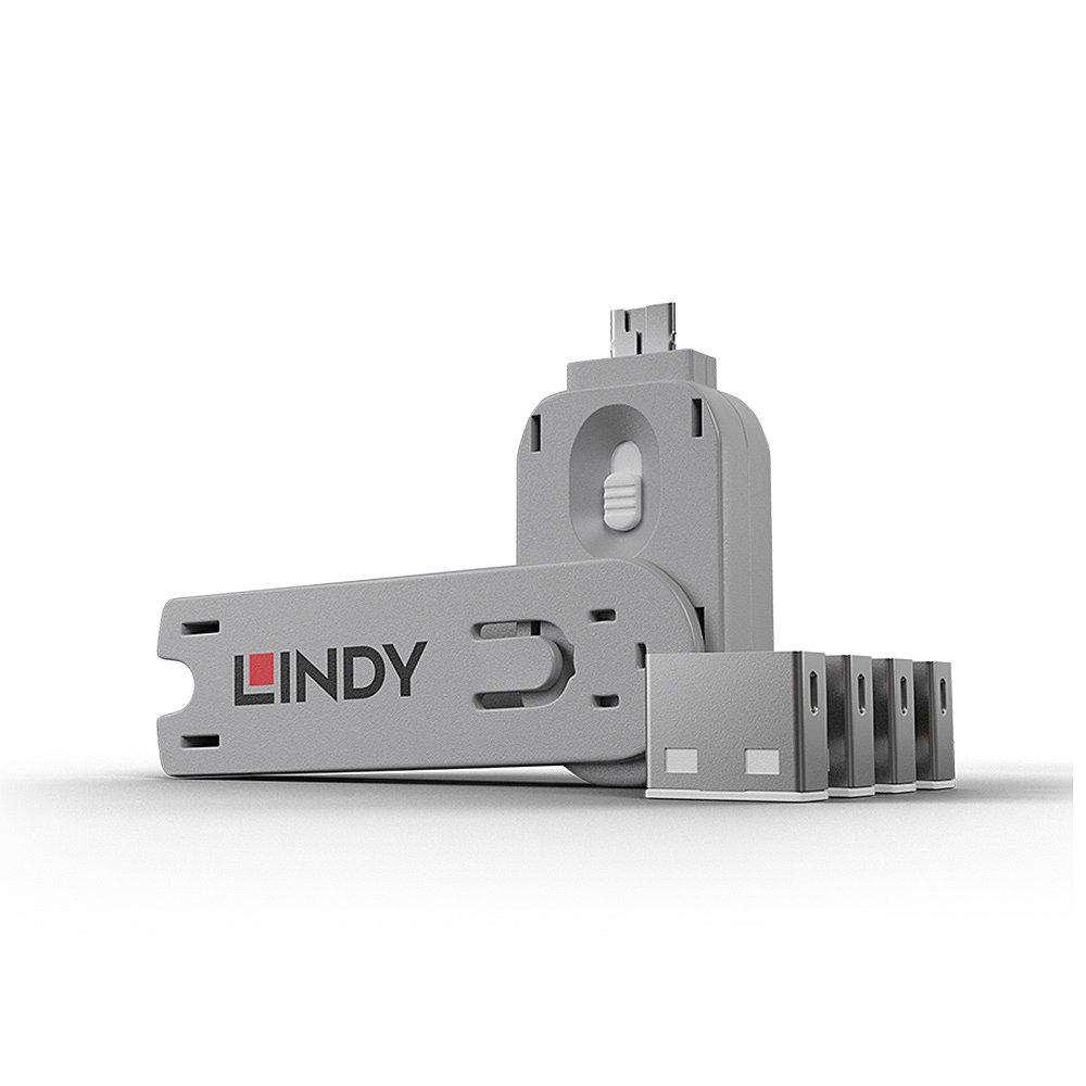 LINDY USB Typ A Portschlösser 4xWeiss mit Schlüssel
