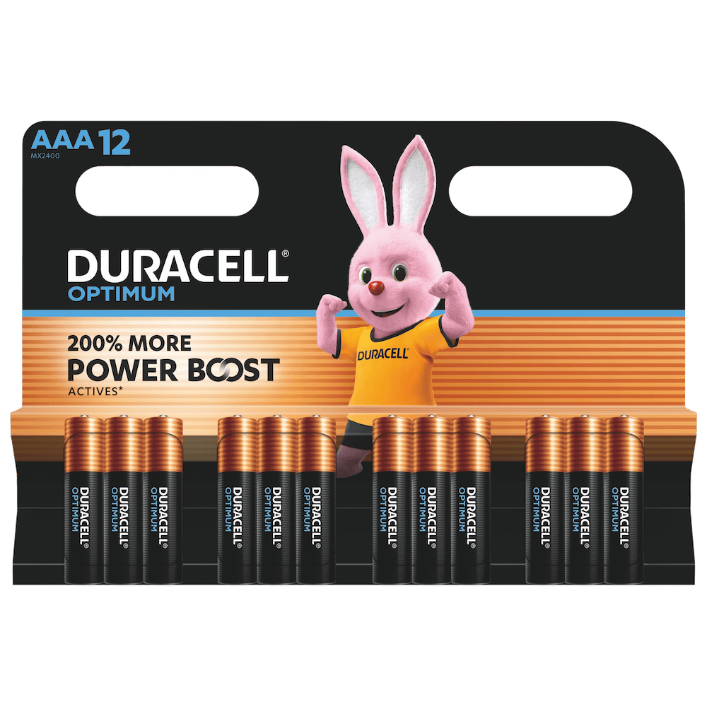 DURACELL Batterien Optimum Alkali-Mangan Micro AAA 1,5 V, 12 St.