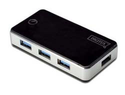DIGITUS USB-Hub 4-Port 3.0->4xA3.0 m.Netzteil schwarz