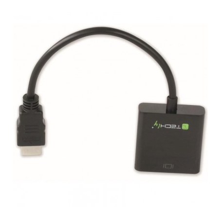 TECHLY HDMI auf VGA Konverter HDMI Stecker auf VGA Buchse schwarz im hochwertigen Polybag
