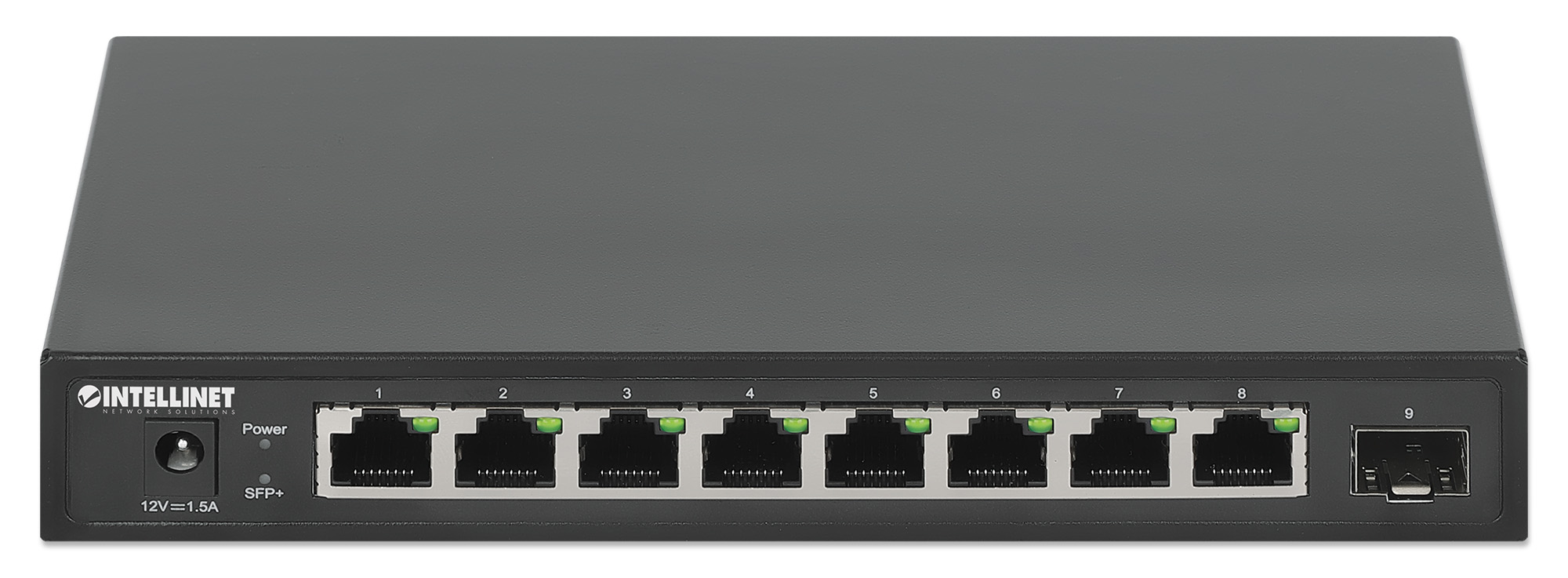 INTELLINET 9-Port Switch mit 8 x 2,5G Ethernet-Ports und 1 SFP+ Uplink Unmanaged Desktop-Format optionale Wandmontage