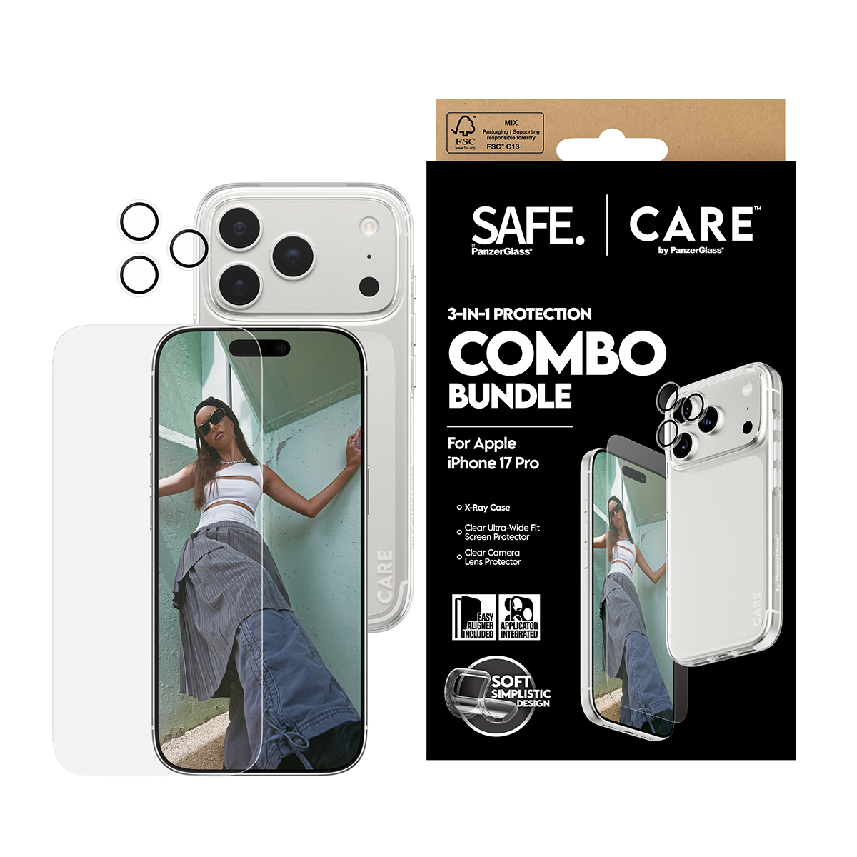 SAFE. CARE BY 3-IN-1 FASHIONABL COMBO BUNDLE IPHONE 17 PRO