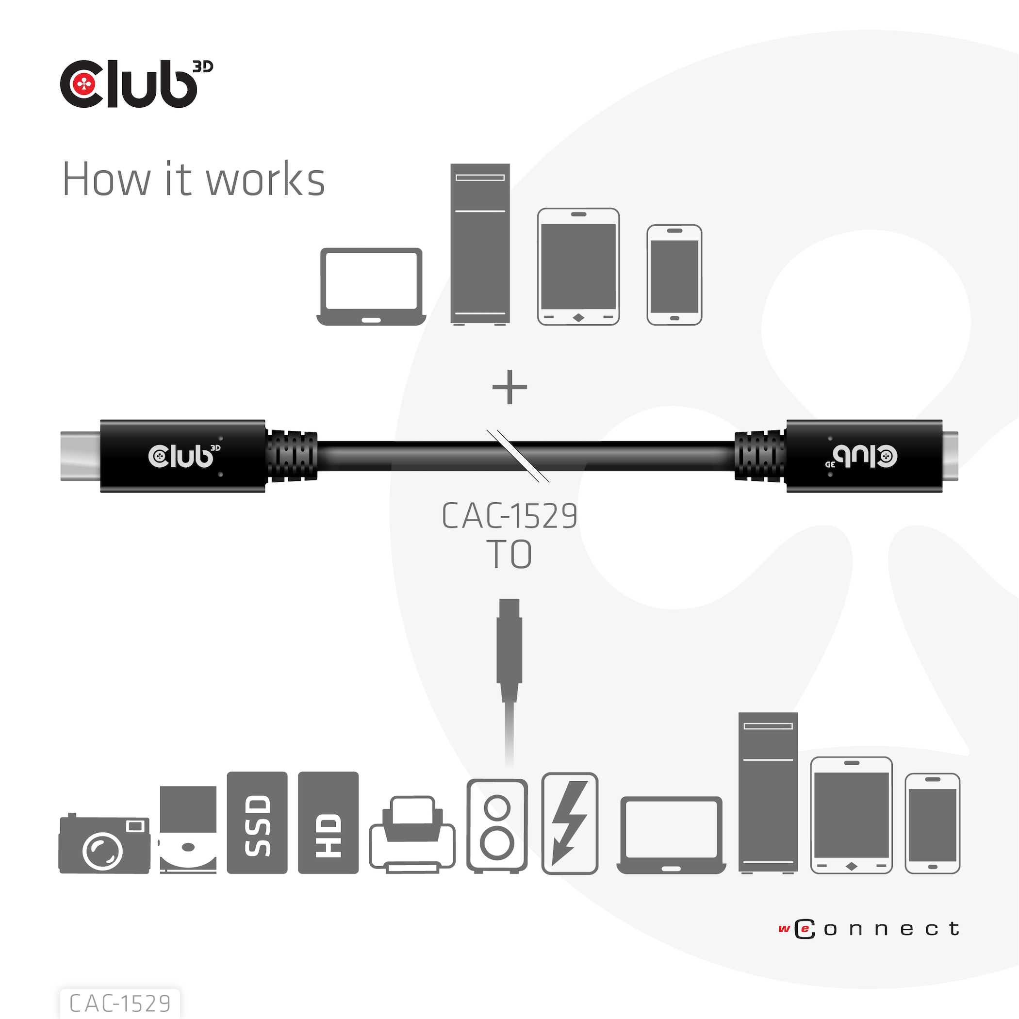 Club3D Kabel USB 3.2 Typ C 2m Verlängerung 5Gbps St/Bu retail