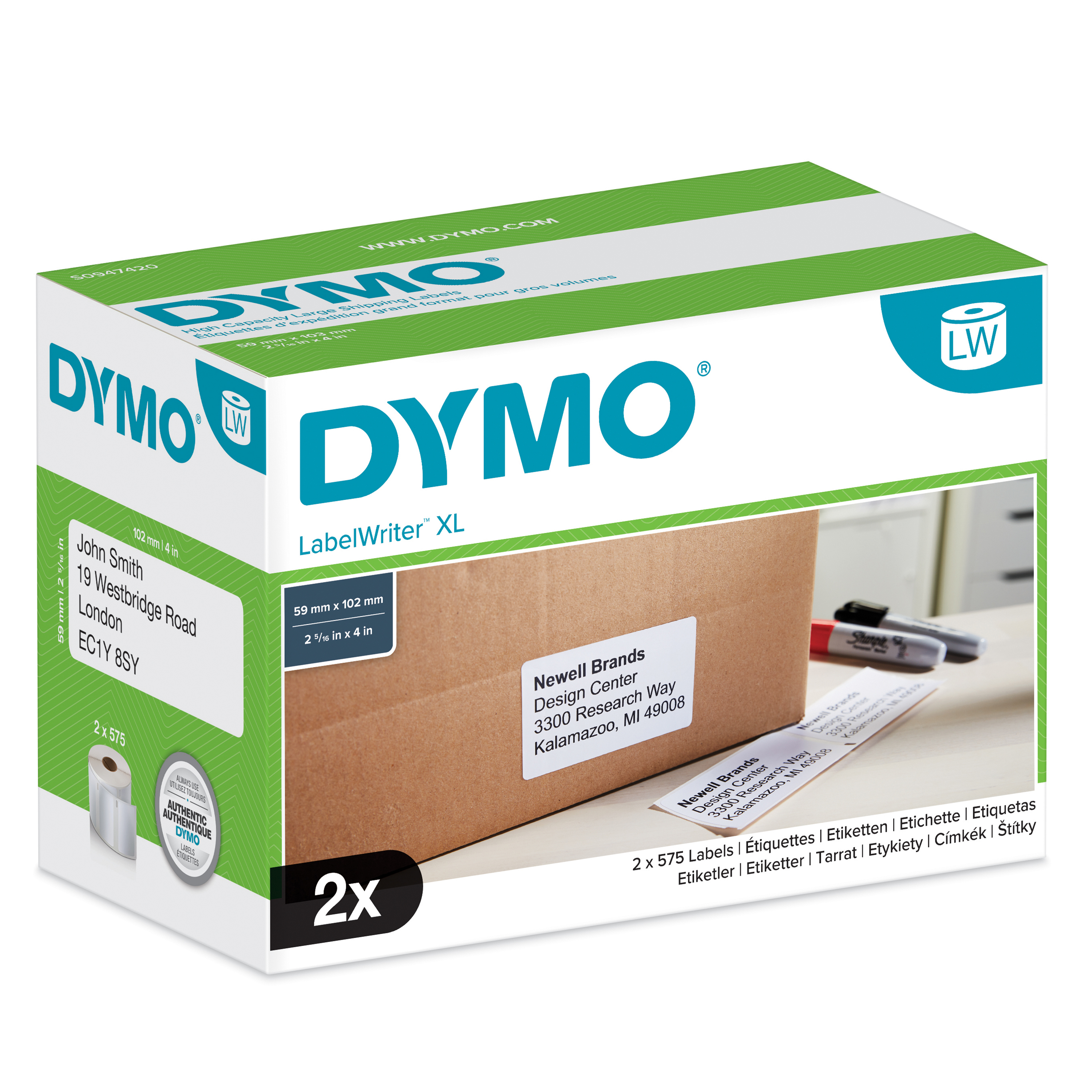 DYMO LW-Versand-/Namensschild-Etiket. 4XL/5XL 102x59mm 575St