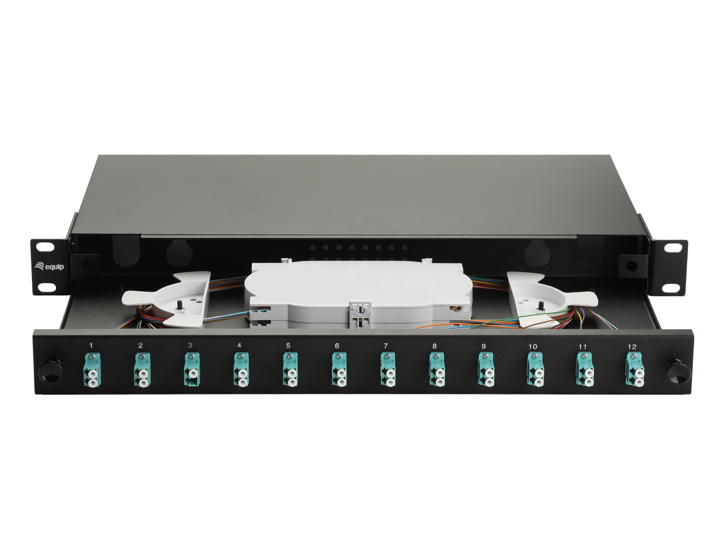 Equip LWL-Spleißkasten 12-Port LC-Duplex OM3 1U komplett sw