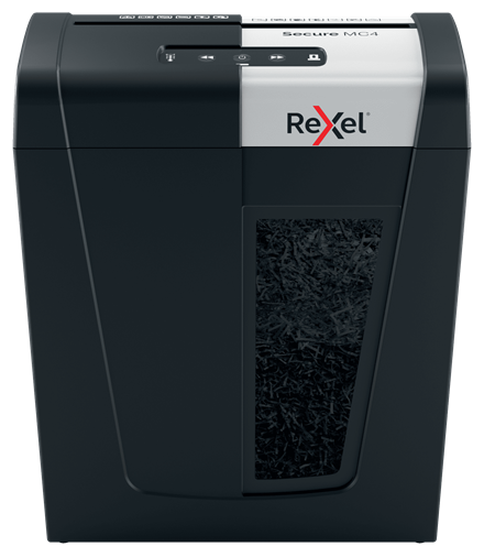 Rexel Secure MC4 Aktenvernichter mit Partikelschnitt P-5, 2 x 15 mm, bis 4 Blatt, schwarz