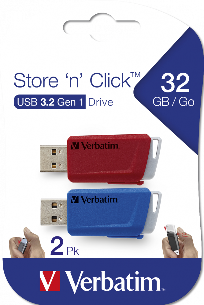 verbatim USB-Sticks Store ´n´ Click rot, blau 32 GB, 1 St.