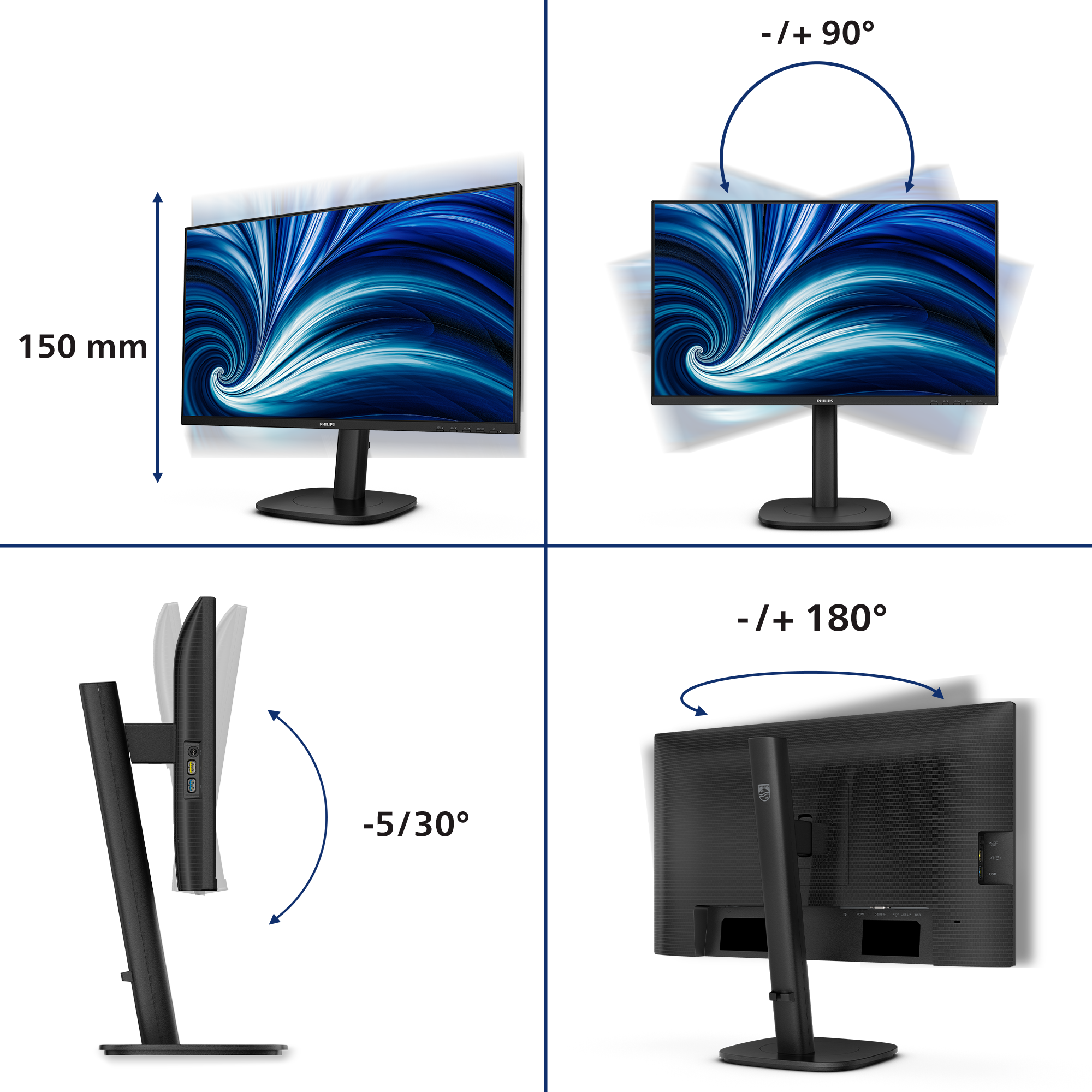 Philips 60,5cm (23,8) 24B2N3200J 16:09 HDMI+DP+USB VGA bl