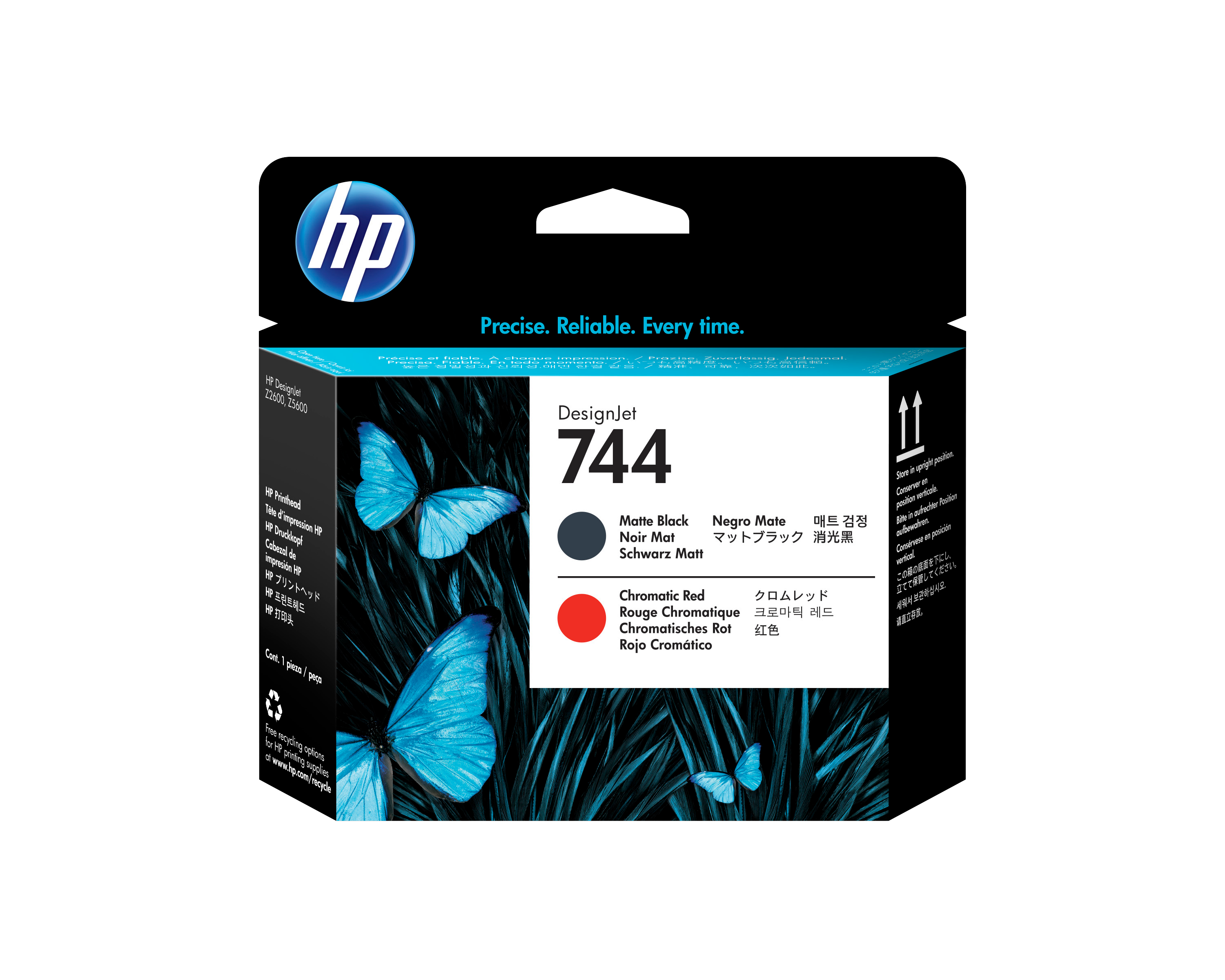 HP 744 Druckkopf Mattschwarz & Rot