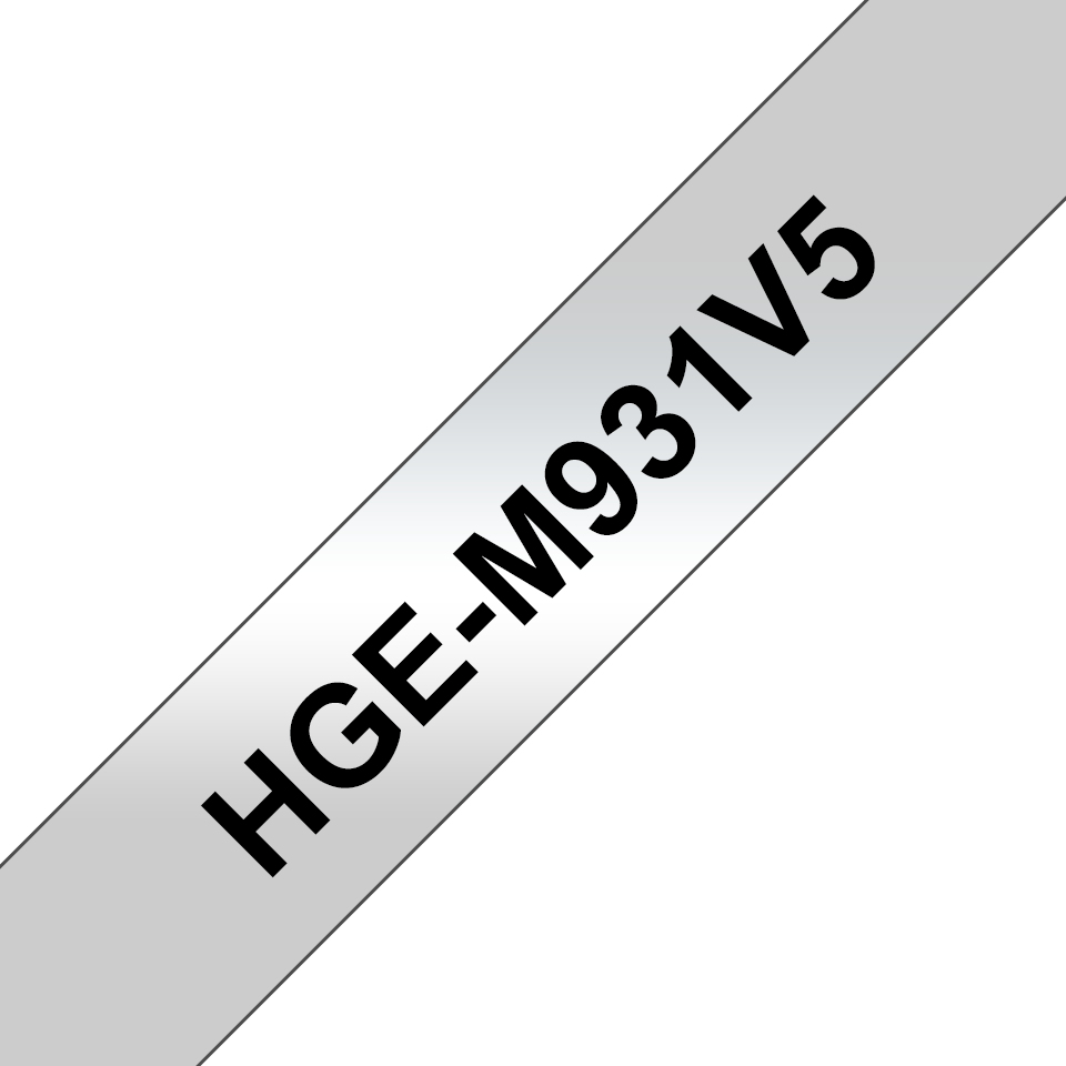BROTHER HGEM931V5 5x tape cassette 12mmx8m silber matt black laminate for P-touch P500PC 9700PC 9800PCN RL700S PK OF 5