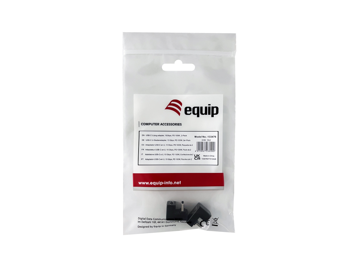 Equip Adapter USB-C->USB-C 180° 10Gbps PD 100W 2Stk