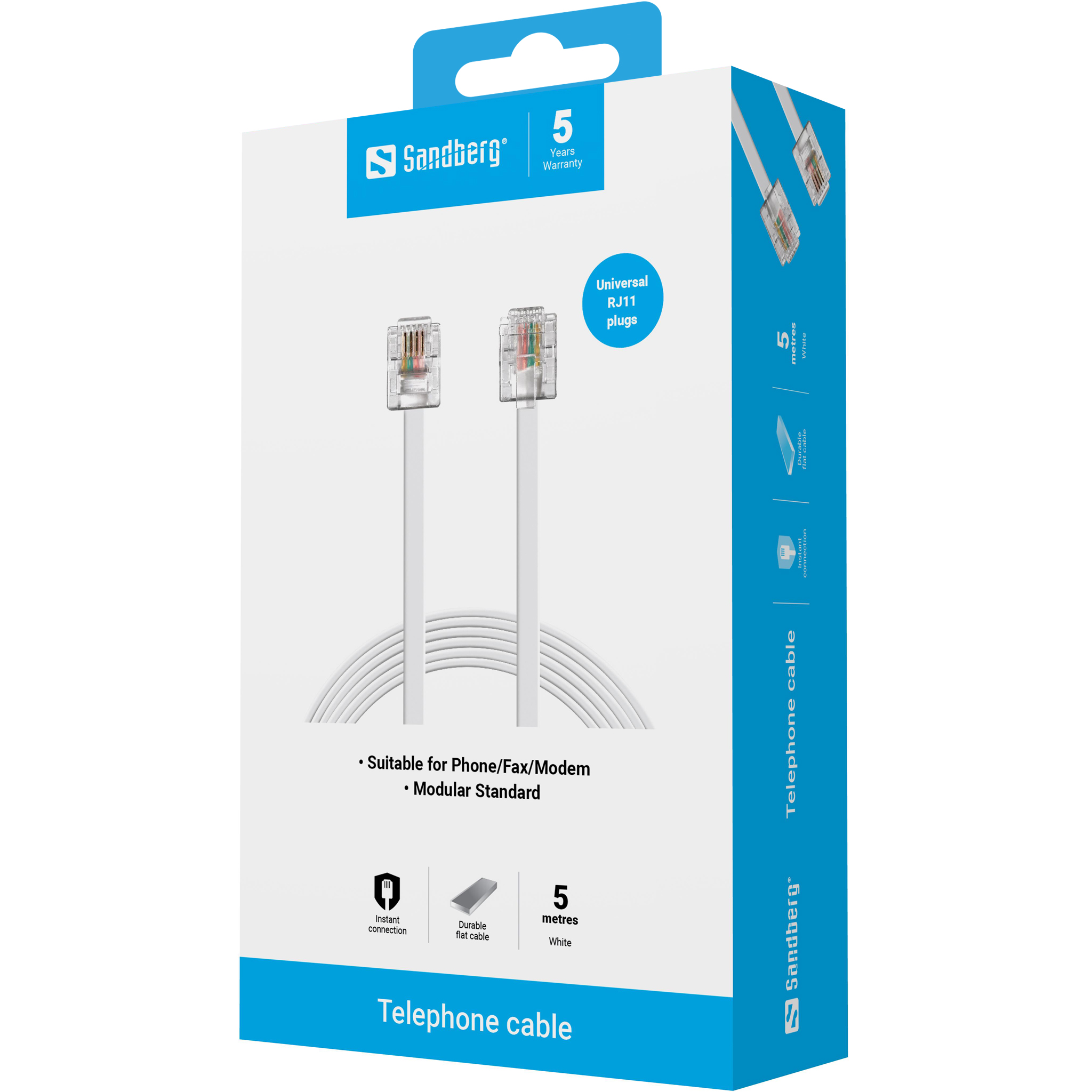 SANDBERG Telephone RJ11-RJ11 5m