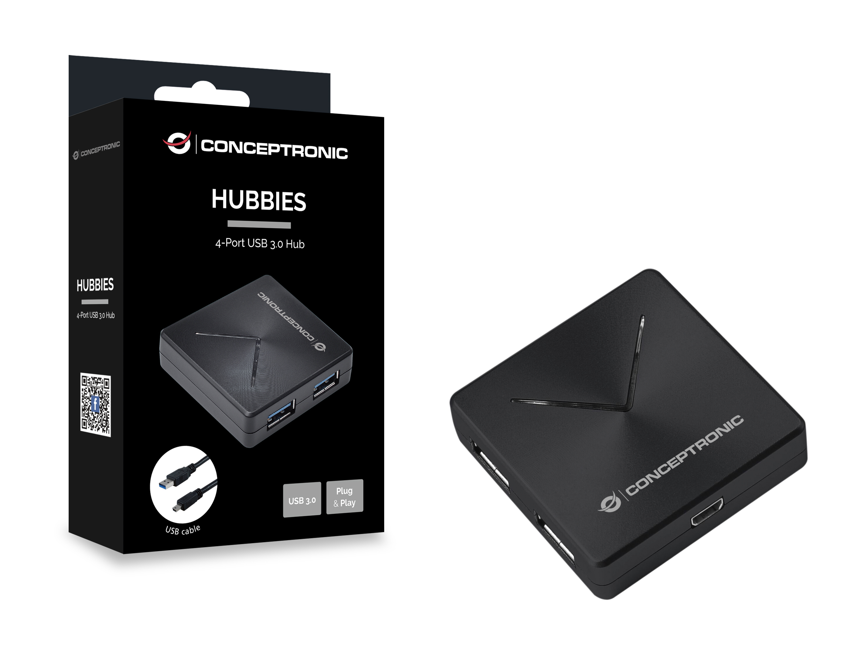 CONCEPTRONIC 4-Port Hub USB-A3.0/Mini-B ->4xA3.0 o.Netz. sw