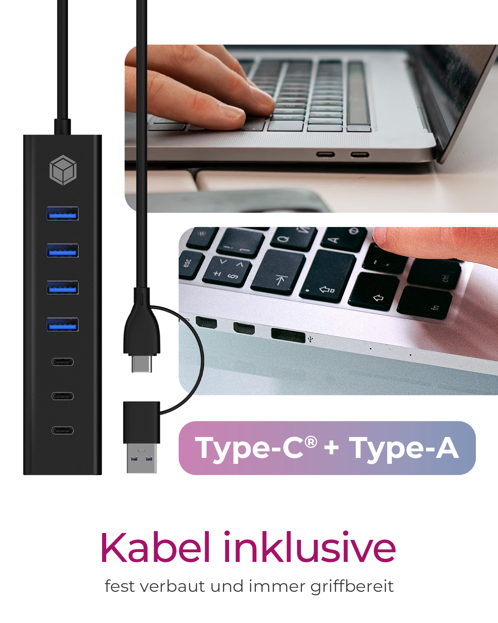Hub IcyBox 7-Port IB-HUB1737-C3 USB 3.2 Type-C/Type-A