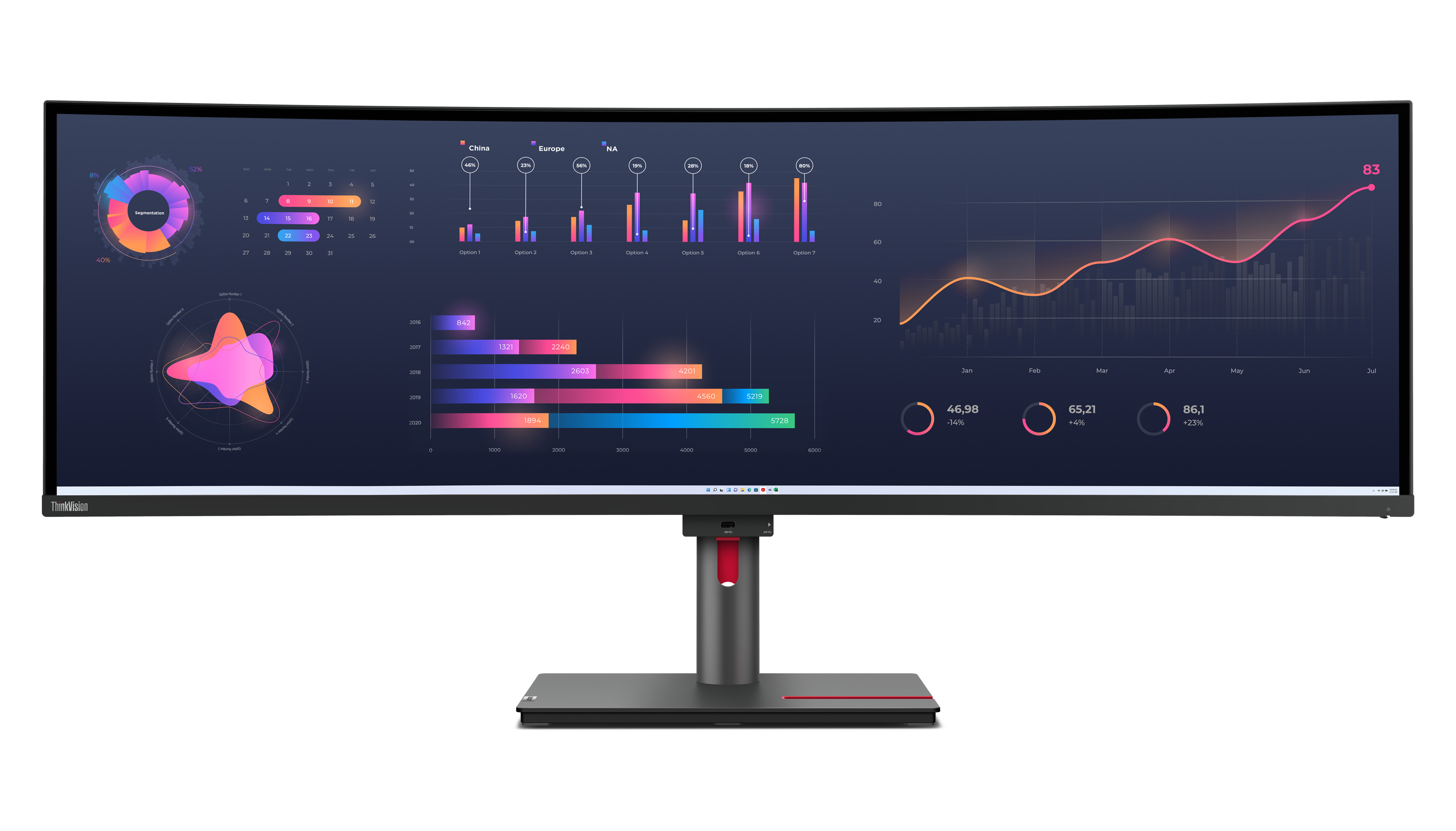 LENOVO ThinkVision P49w-30 LED monitor curved 124,46cm 49Zoll 5120x1440 UltraWide Dual QHD IPS HDR TB4 USB-C Dock 100W 2xHDMI DP