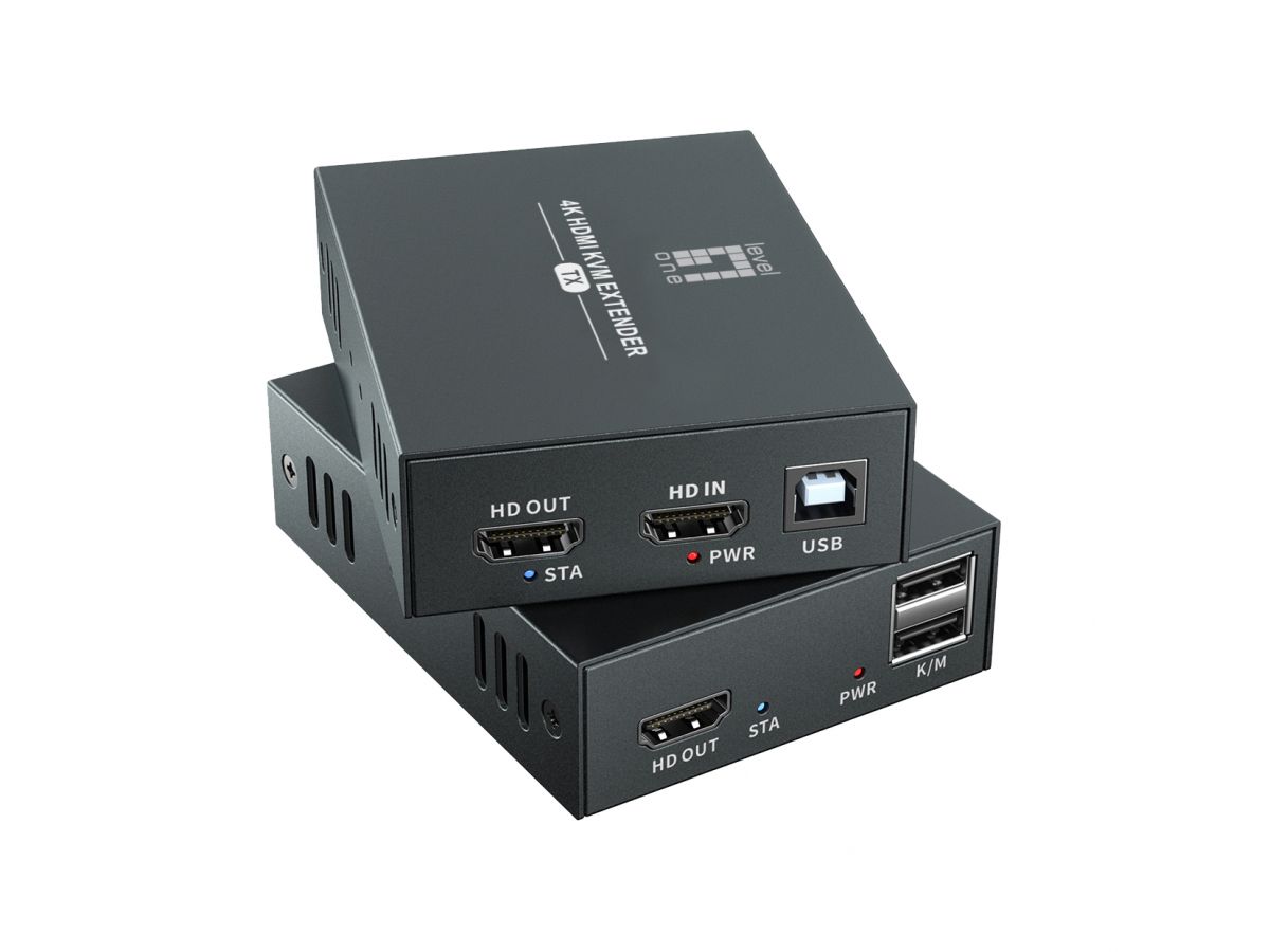 LevelOne HDMI Verlängerungskit Cat5/6 4K/60Hz 100m schwarz