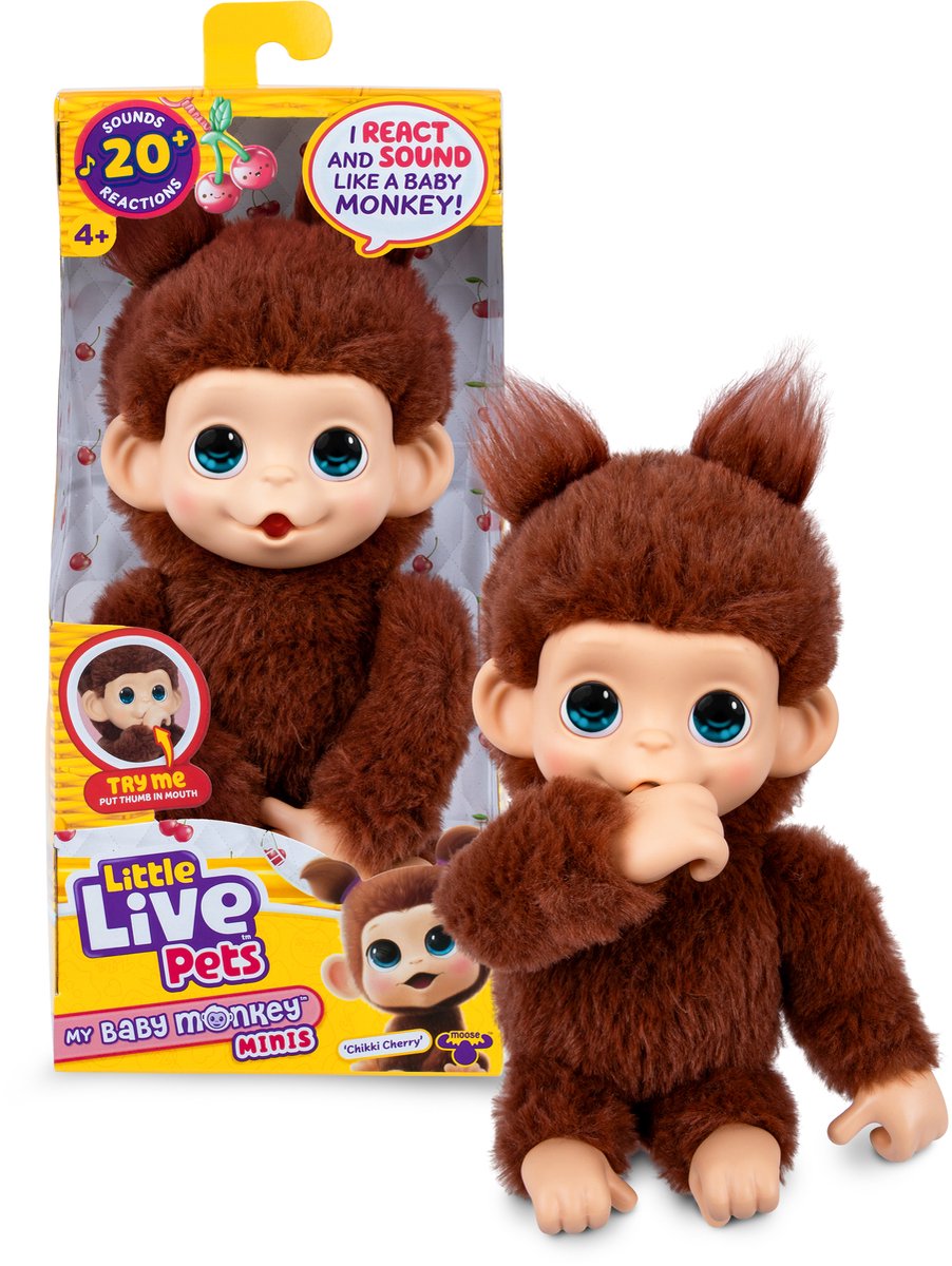 Little Live Pets - My Baby Monkey Minis Brown Cherri, Kuscheltier