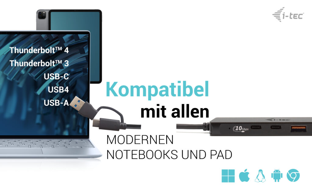 I-TEC USB-C HUB 2+2X USB-C/A USB-C METAL HUB 2XUSB-C 2XUSB-A