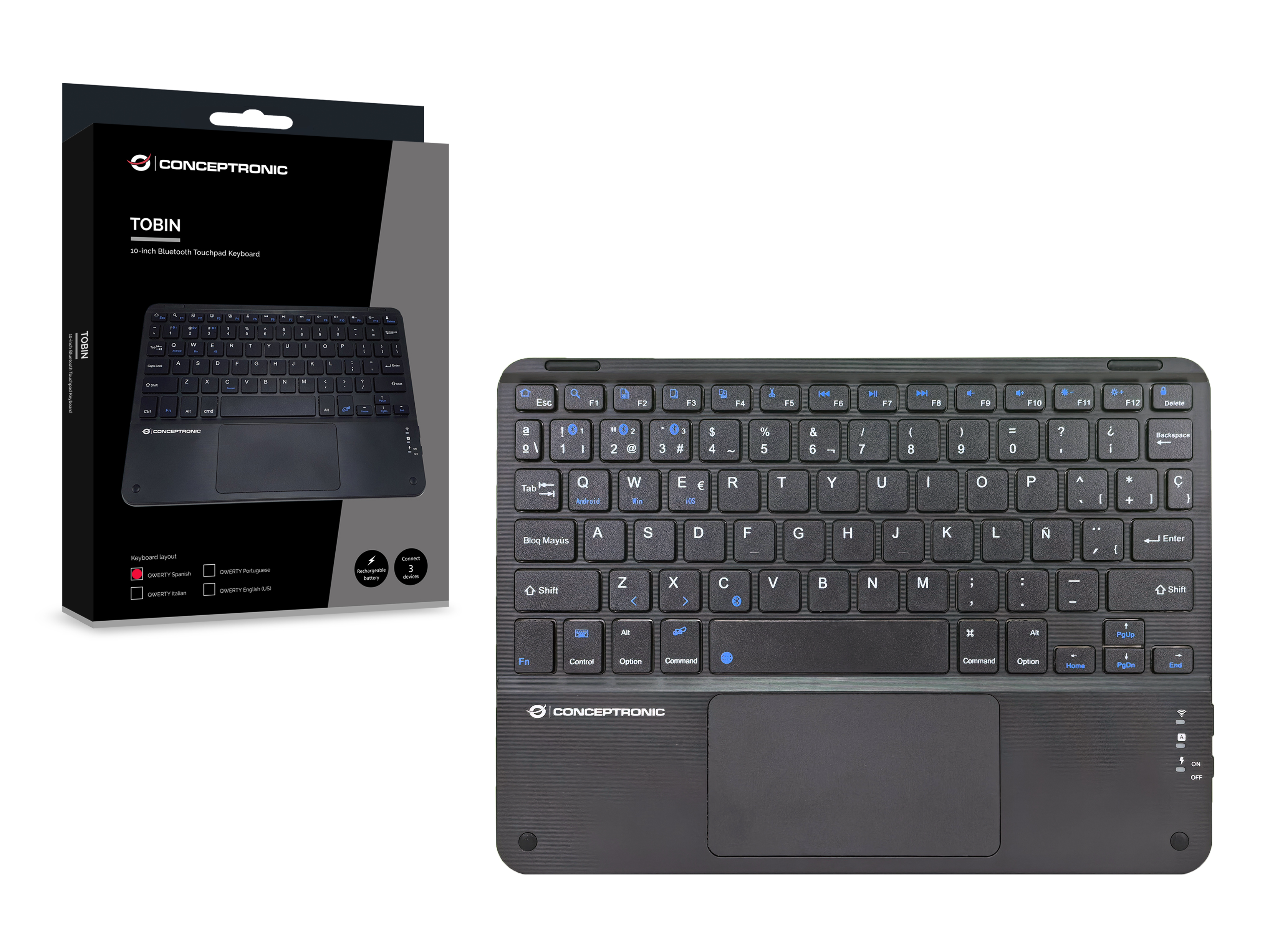 CONCEPTRONIC 10 Wireless Tastatur BT5.4 Layout ES schwarz